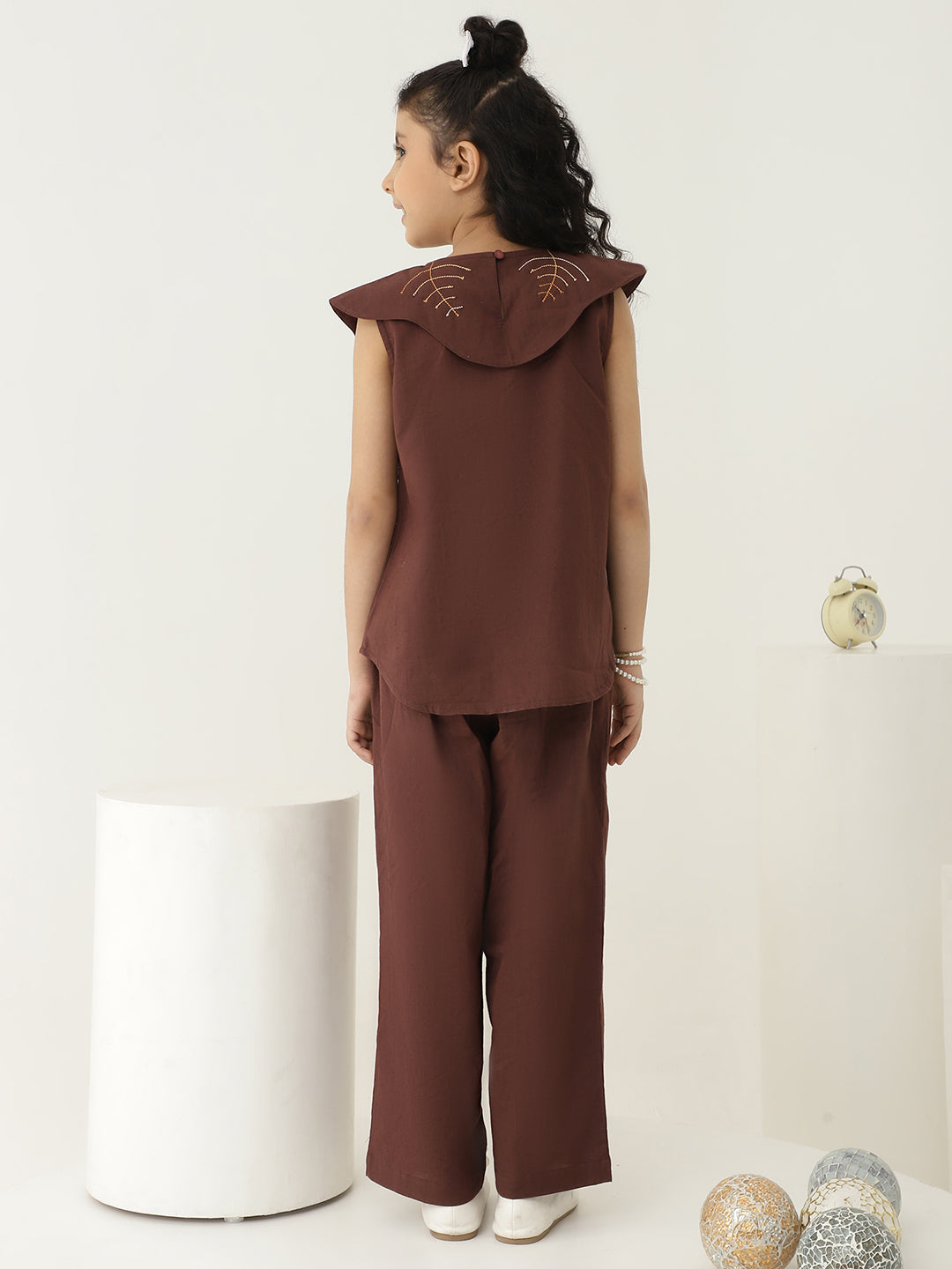 Thread Work Pure Cotton Scalloped Collar Co-Ord Set