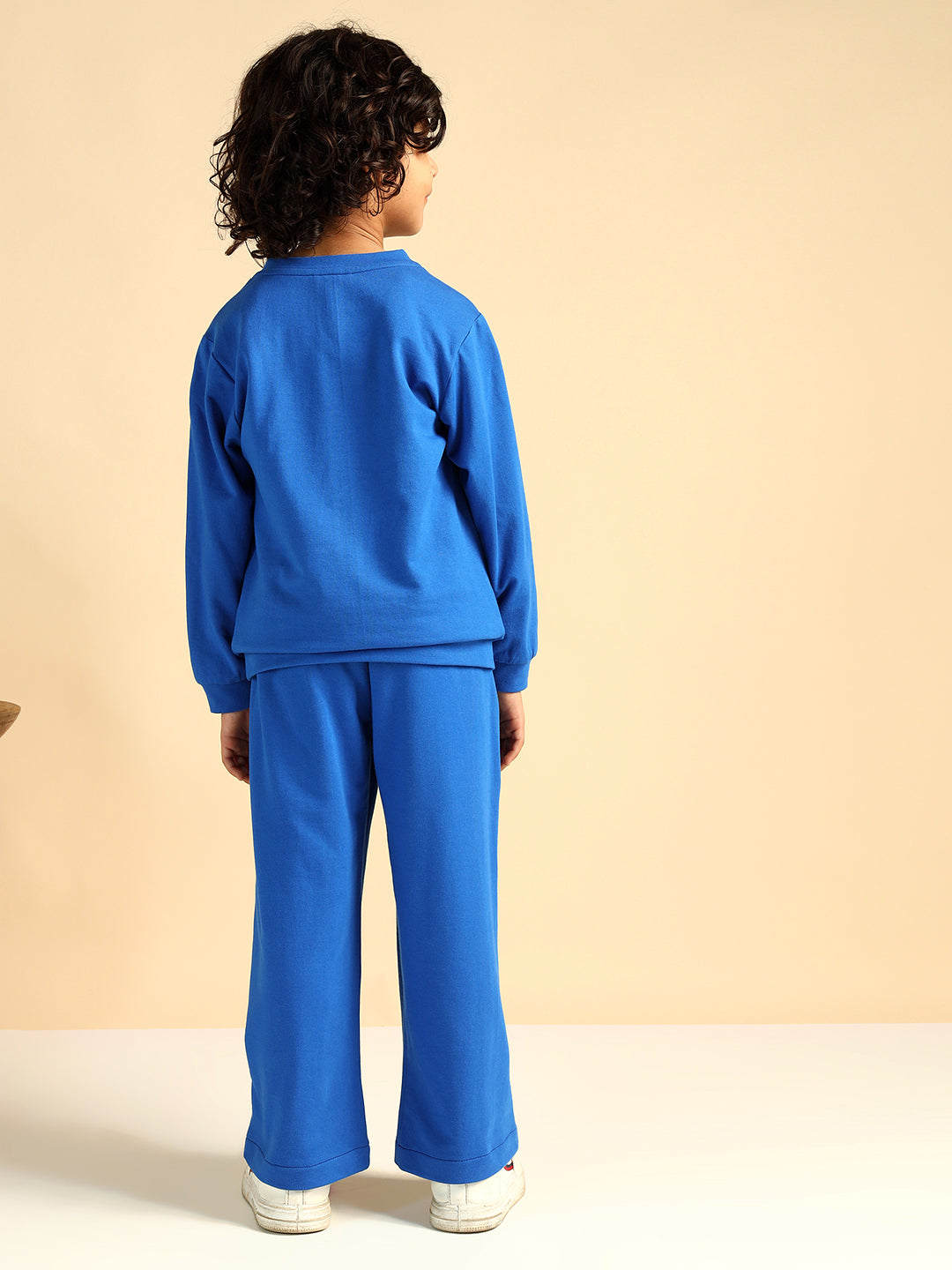 Electric Blue Pure Cotton Embroiderd Co-Ord Set For Boys