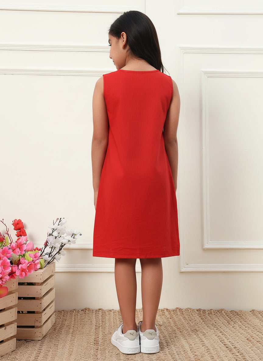 Playful Bunny Cotton Gauze Dress For Kids