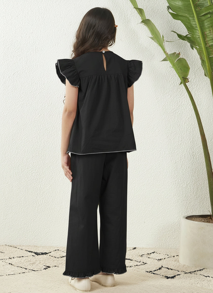Embroidered Top With Pant Set