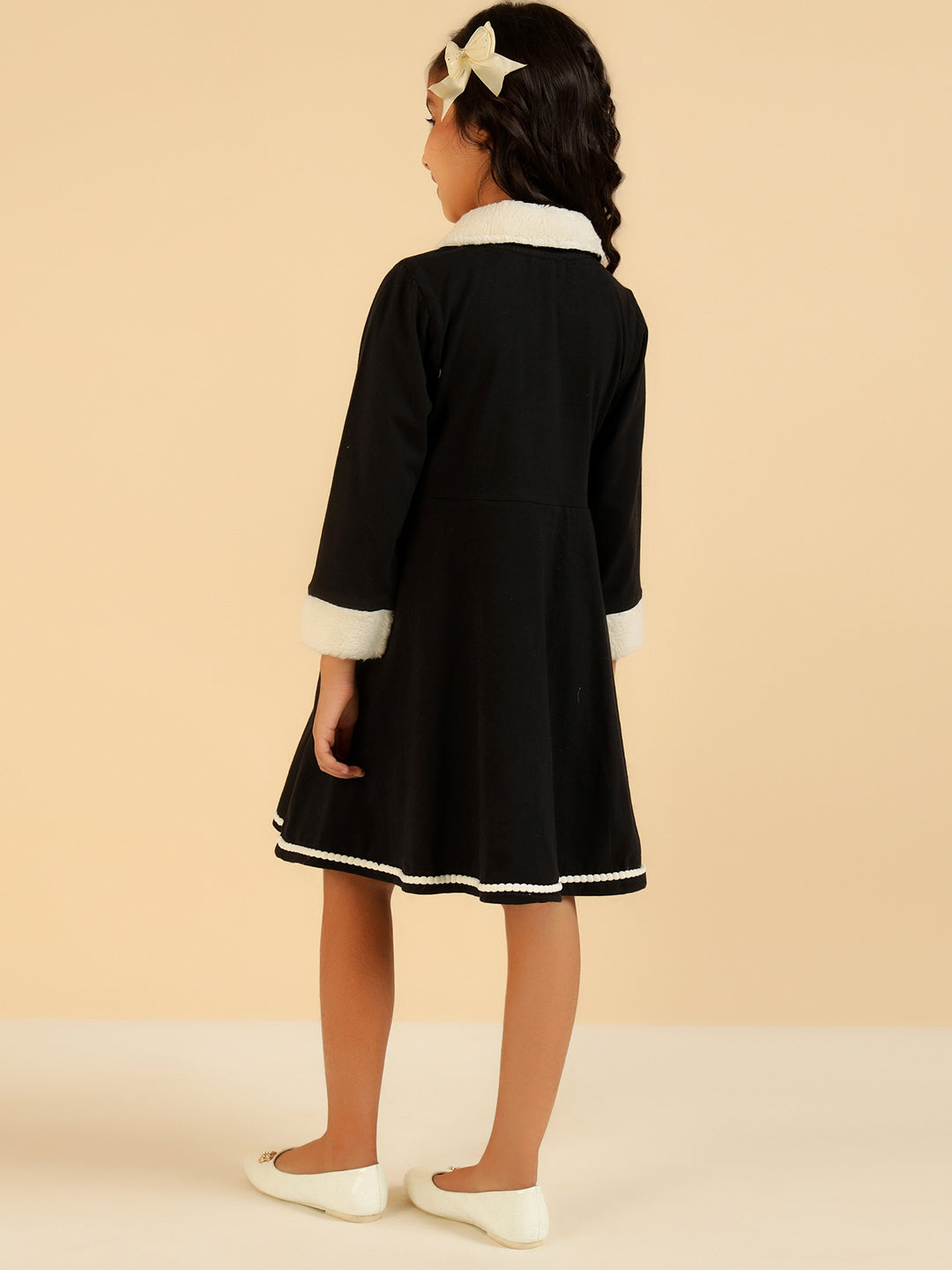 Pure Cotton Full Sleeves Polo Collar Dress