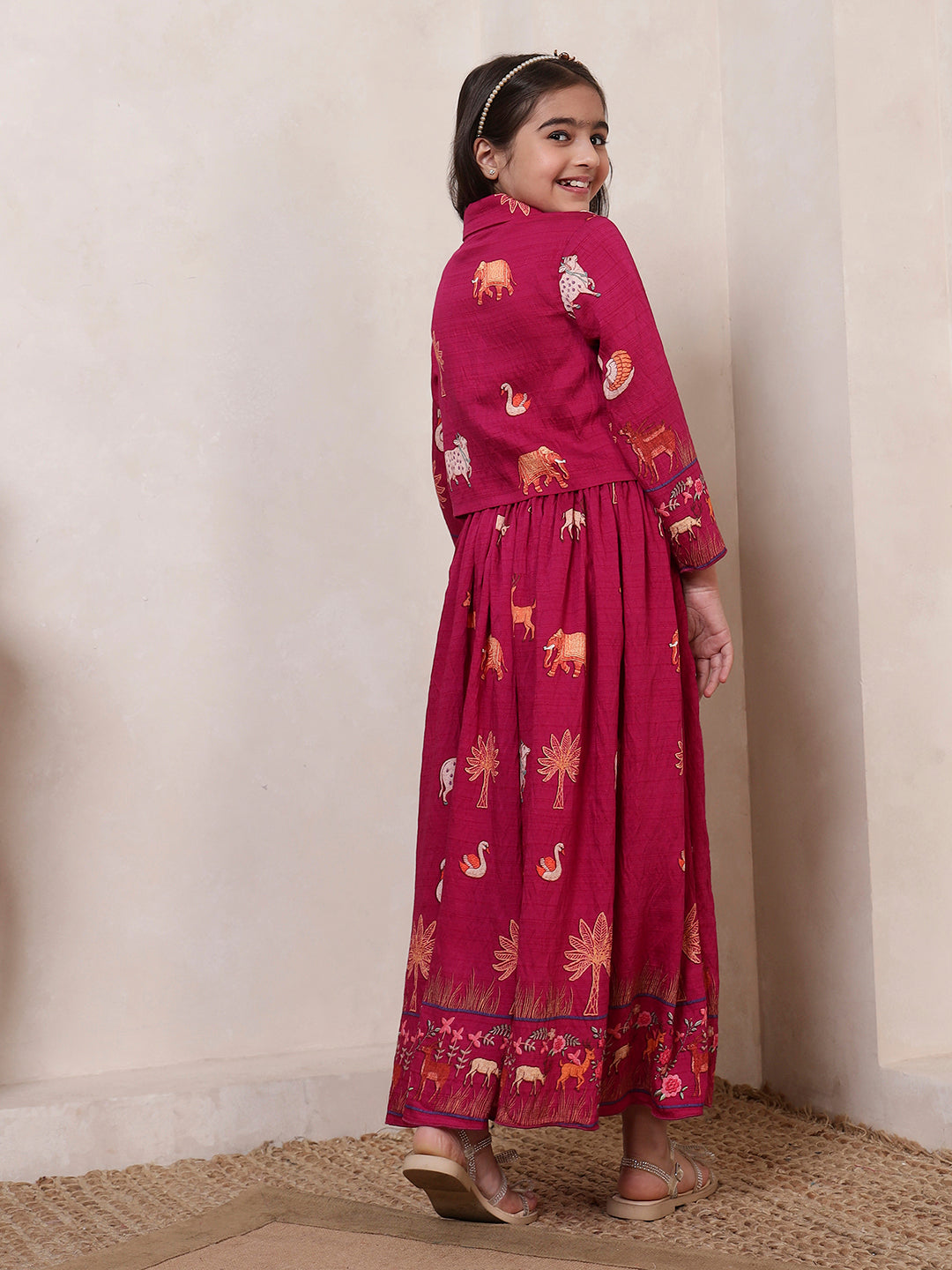 Short Blazer With Skirt Girls Co-ord Set