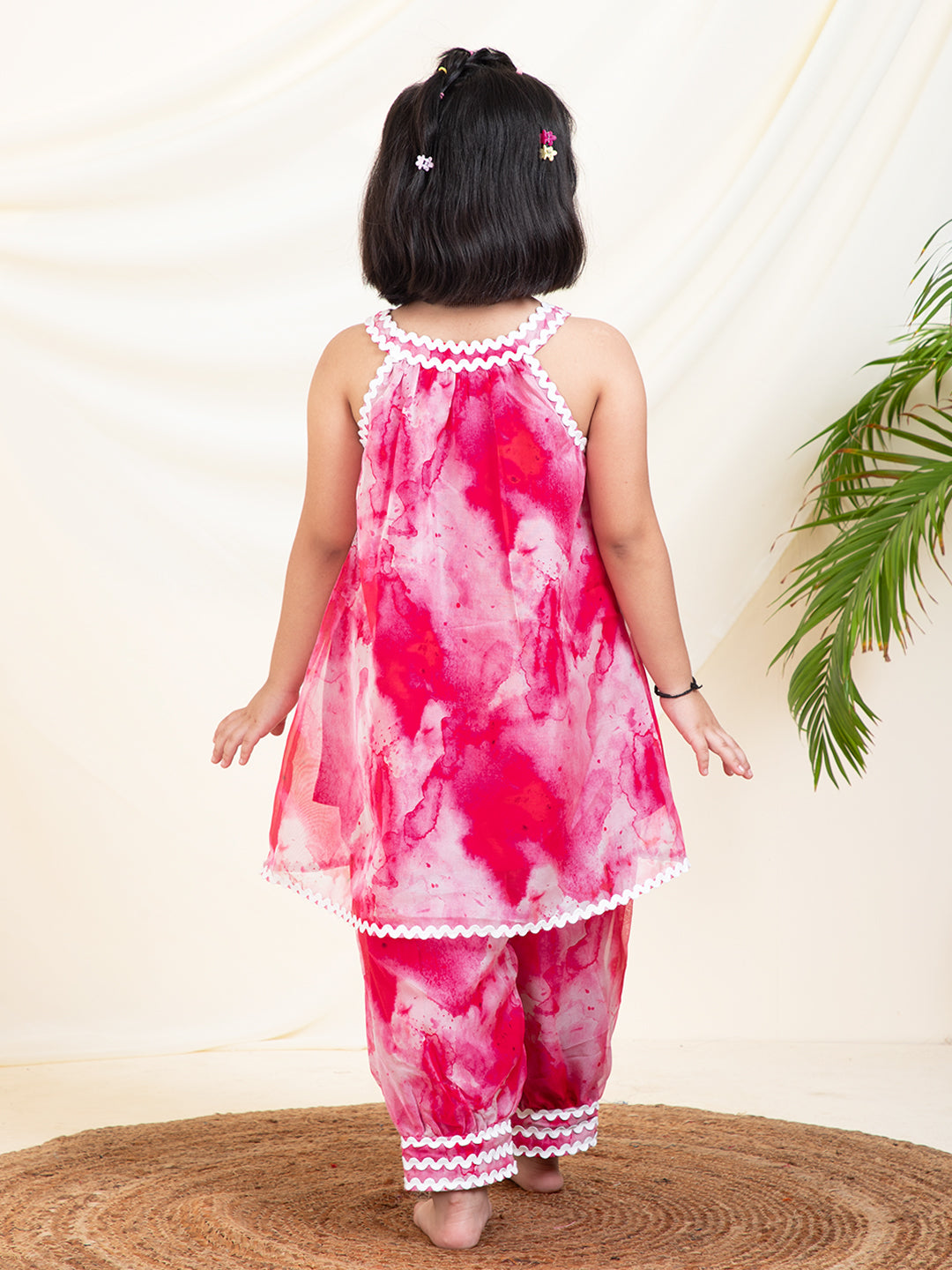Tie Dye Halter Neck Kurti With Gathered Pants