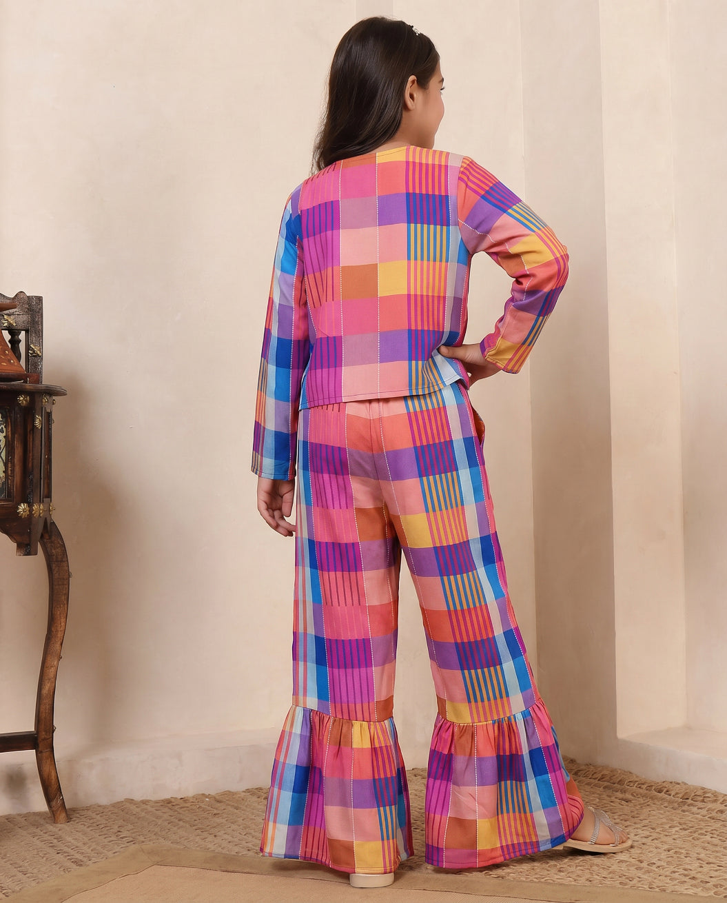 3 Piece Check Print Co-Ord Set
