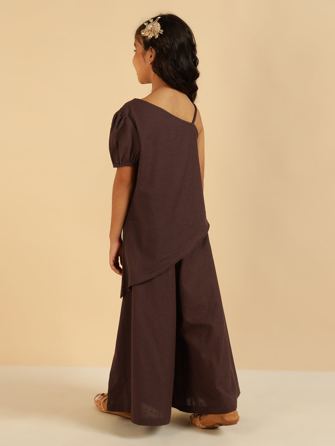 Leaf Patch Work Asymmetric Pure Cotton Girls Co-Ord Set