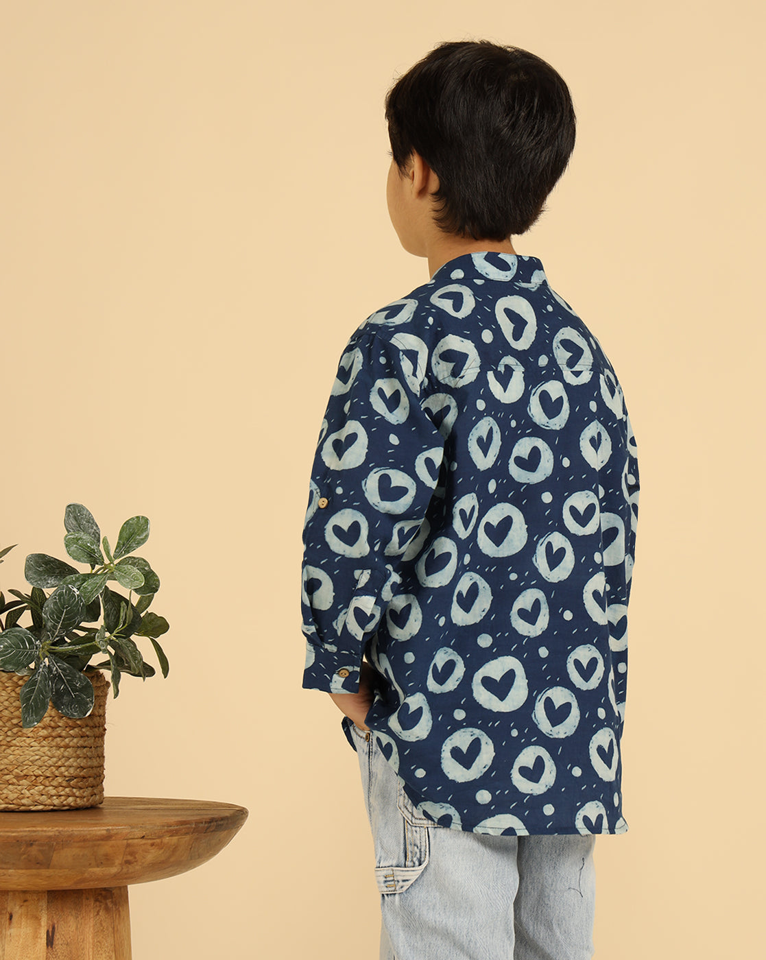 Indigo Heart Printed Pure Cotton Boys Kurta