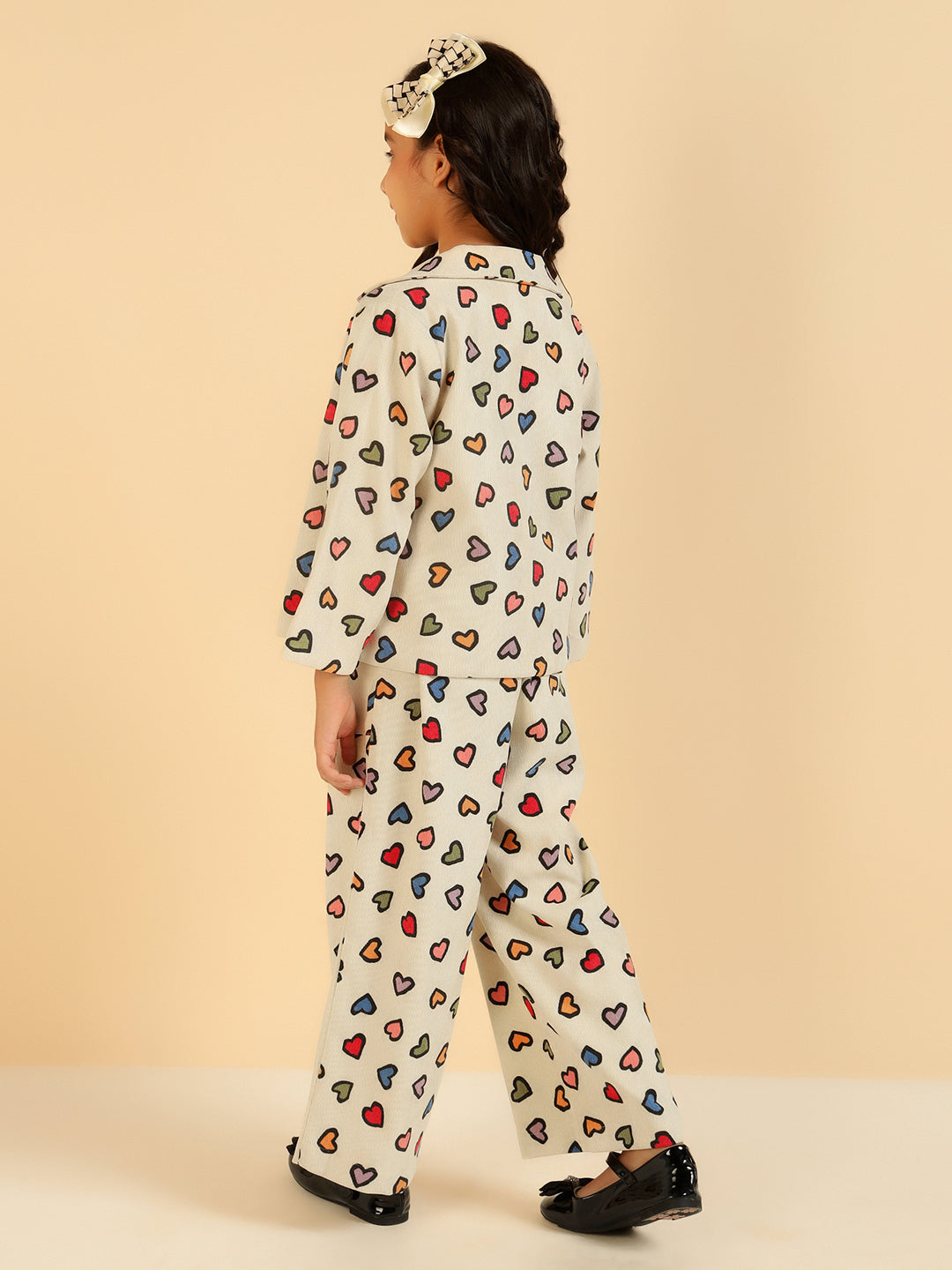 Notch Collar Blazer With Pant Girl Co-Ord Set