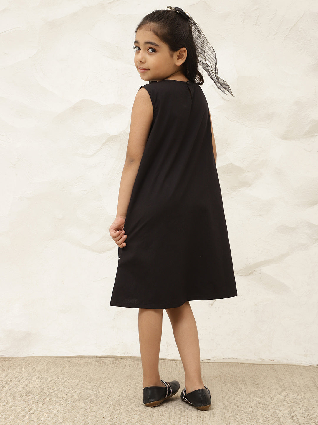 Pure Cotton Flower Embroidered Knee Length Dress