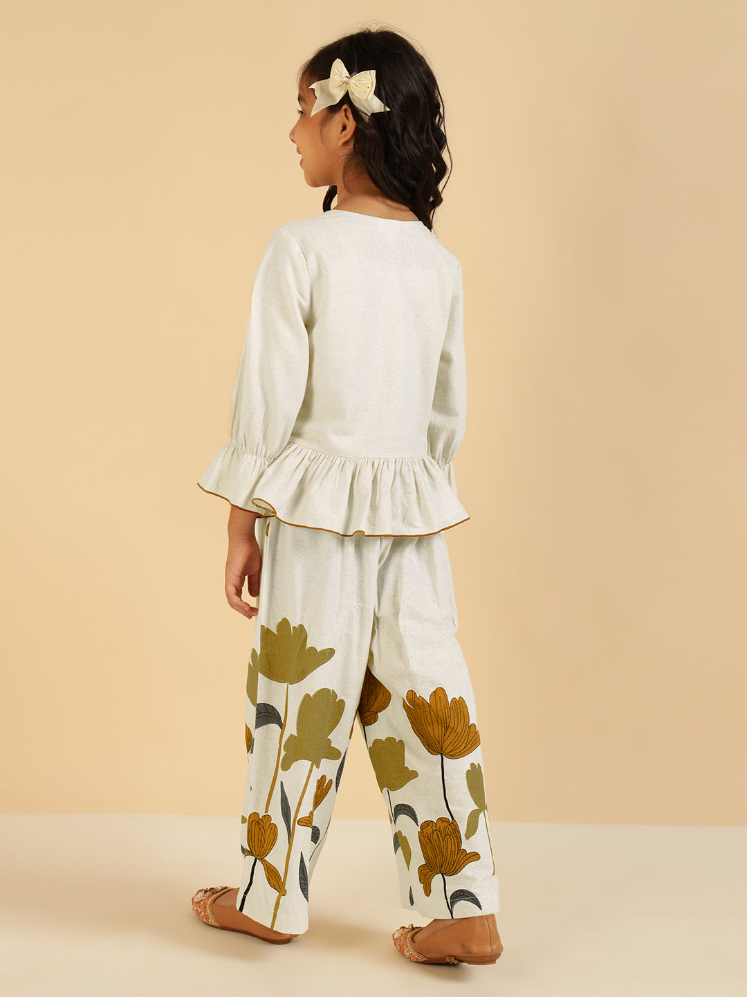 Self Printed Peplum Shirt With Pant Girls Co-Ord Set