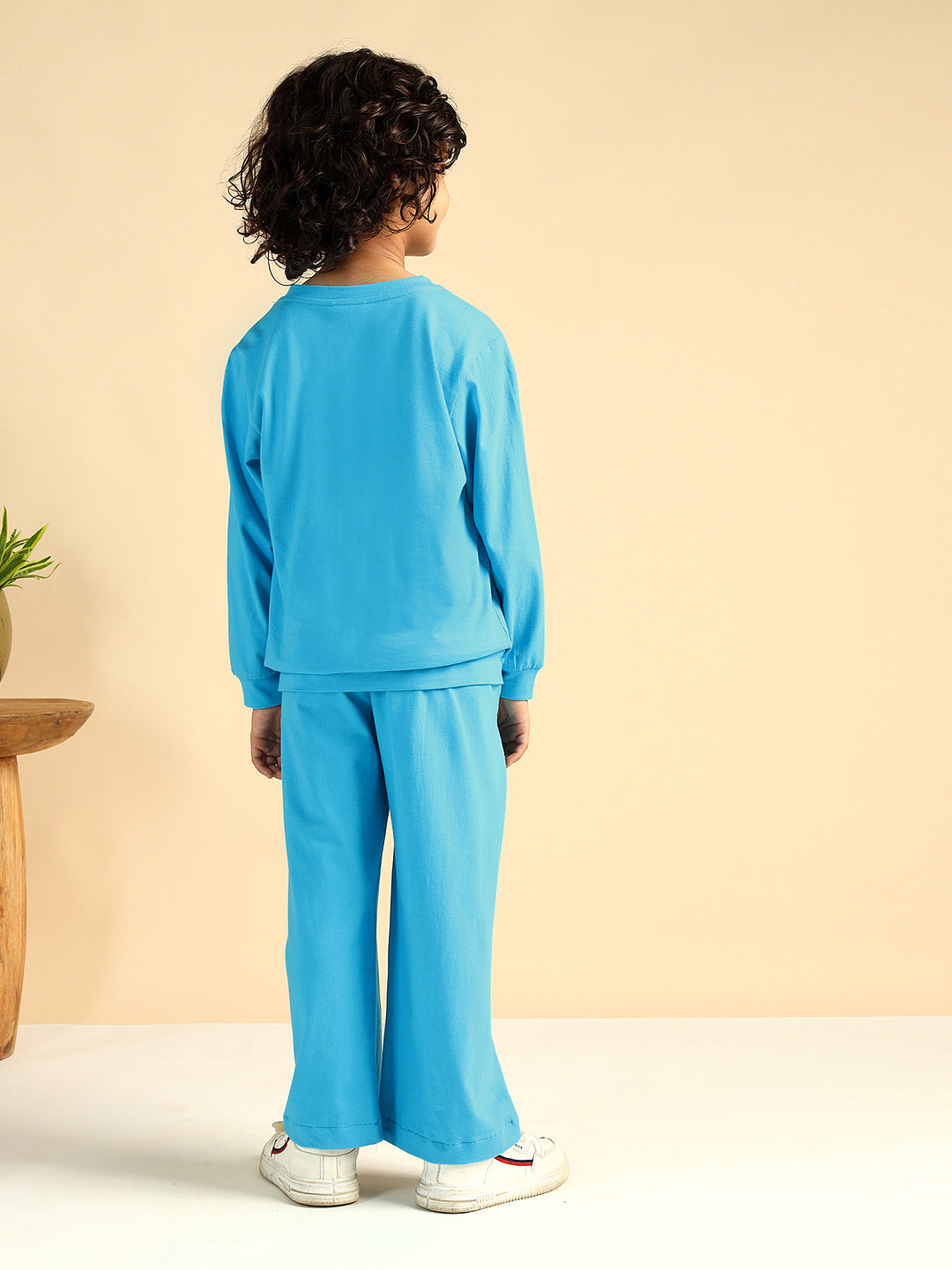 Blue Pure Cotton Embroidered Boys Co-Ord Set