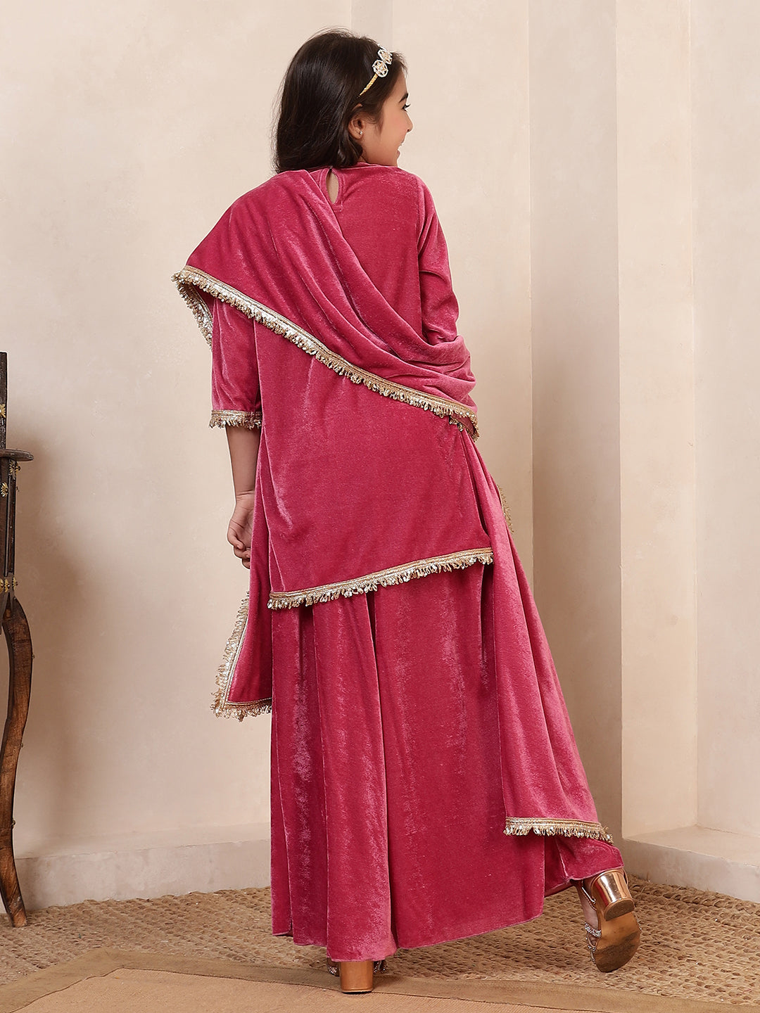 Pink Velvet 3 Pieces Co-Ord Set