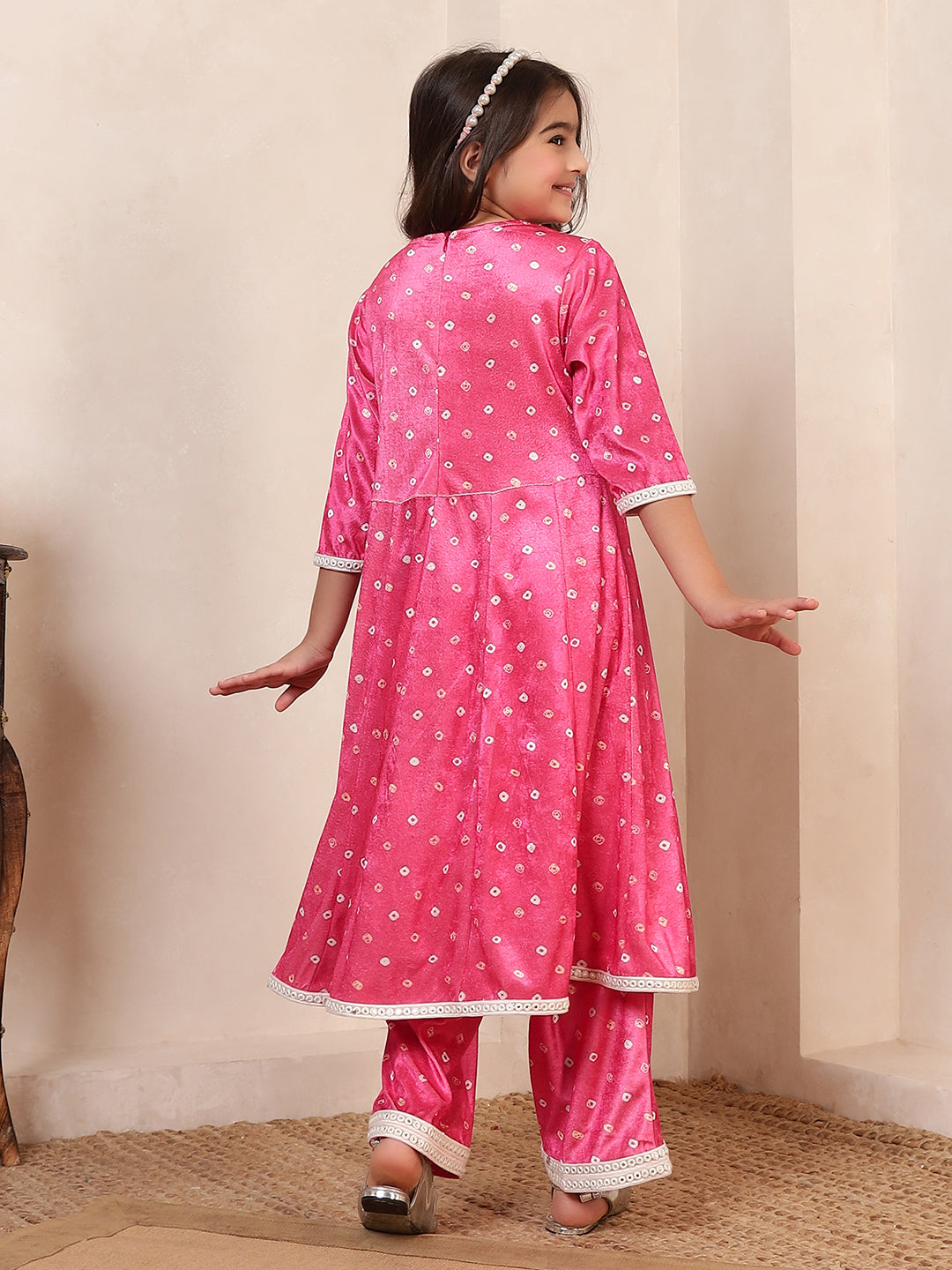 Pink Velvet Kurta Set