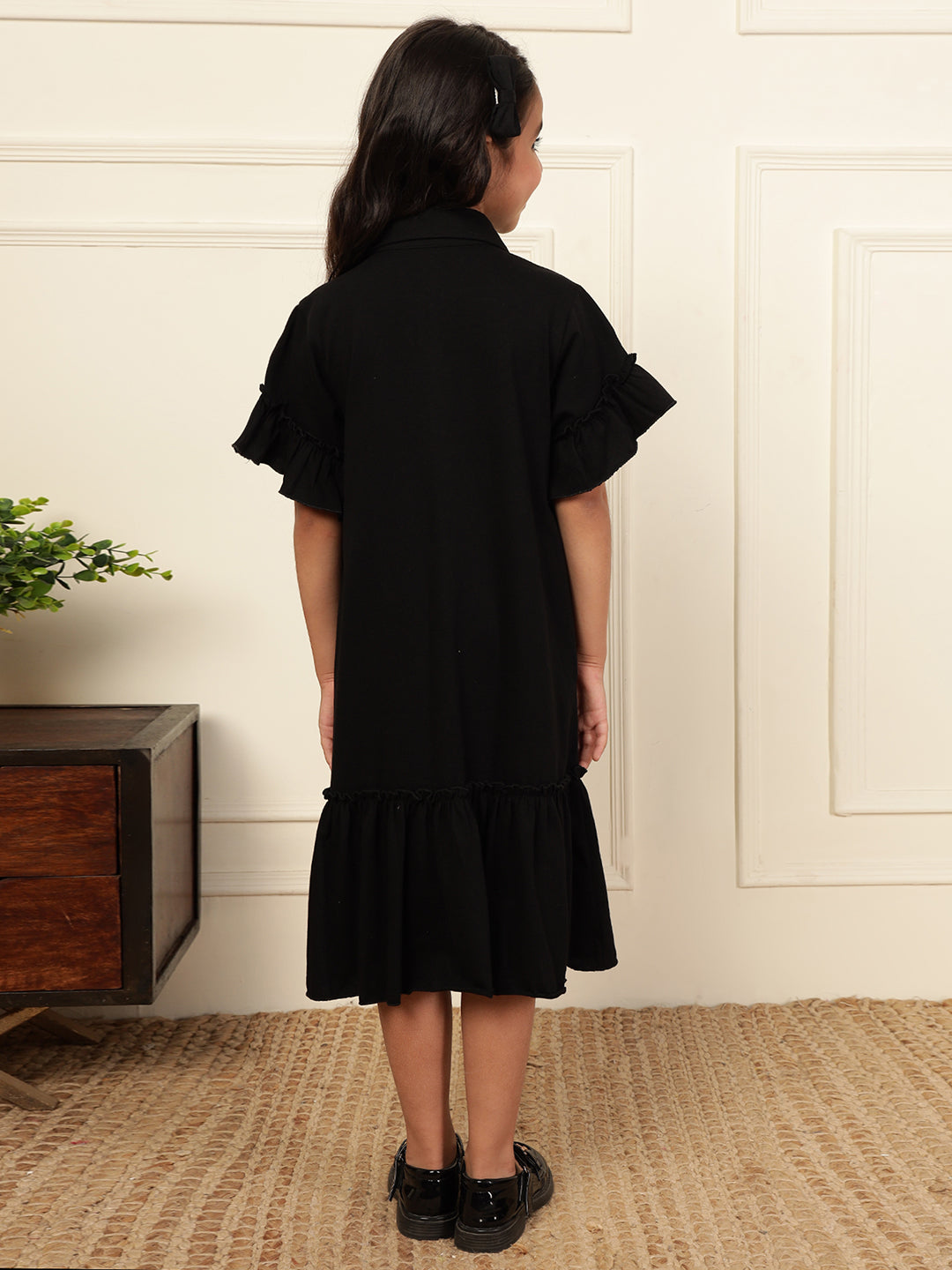 Loose-Fit Tiered Shirt Dress