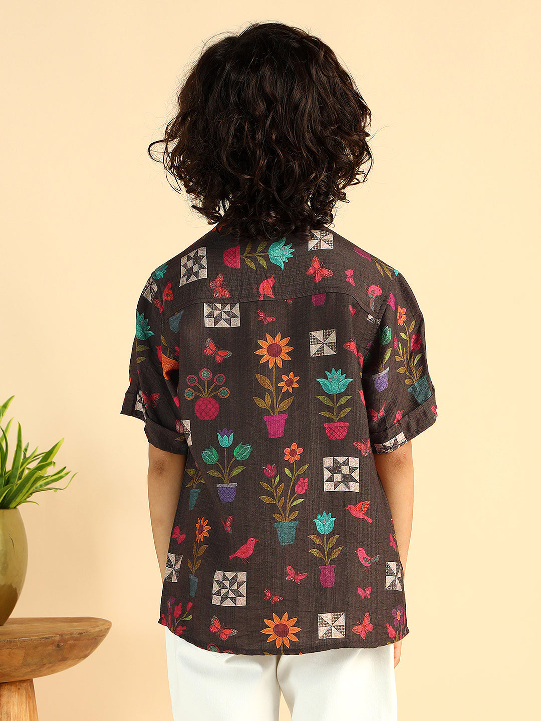 Multi Color Floral Printed Half Sleeves Boys Casual Shirt