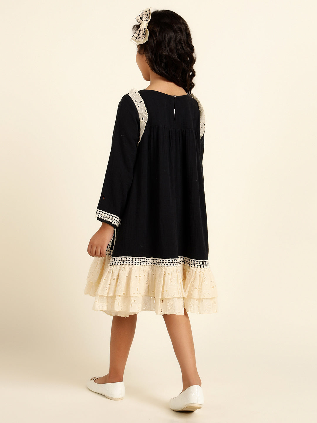 Pure Cotton With Schiffli Tiered Dress