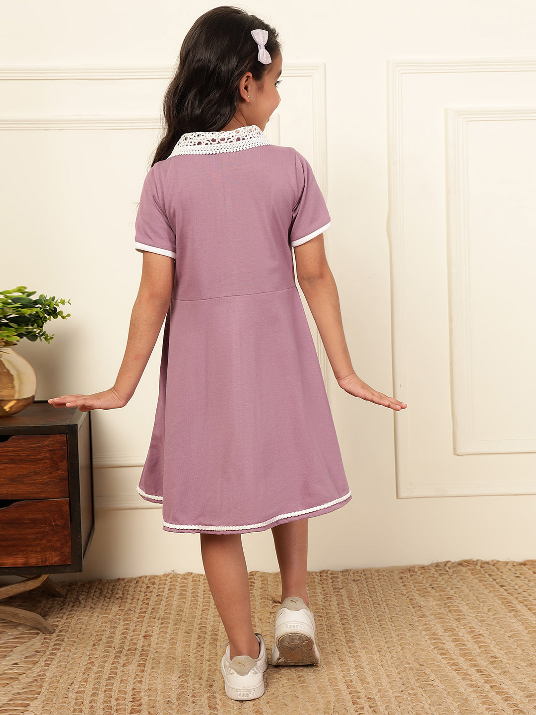 Polo Collar Lavender T-Shirt Dress