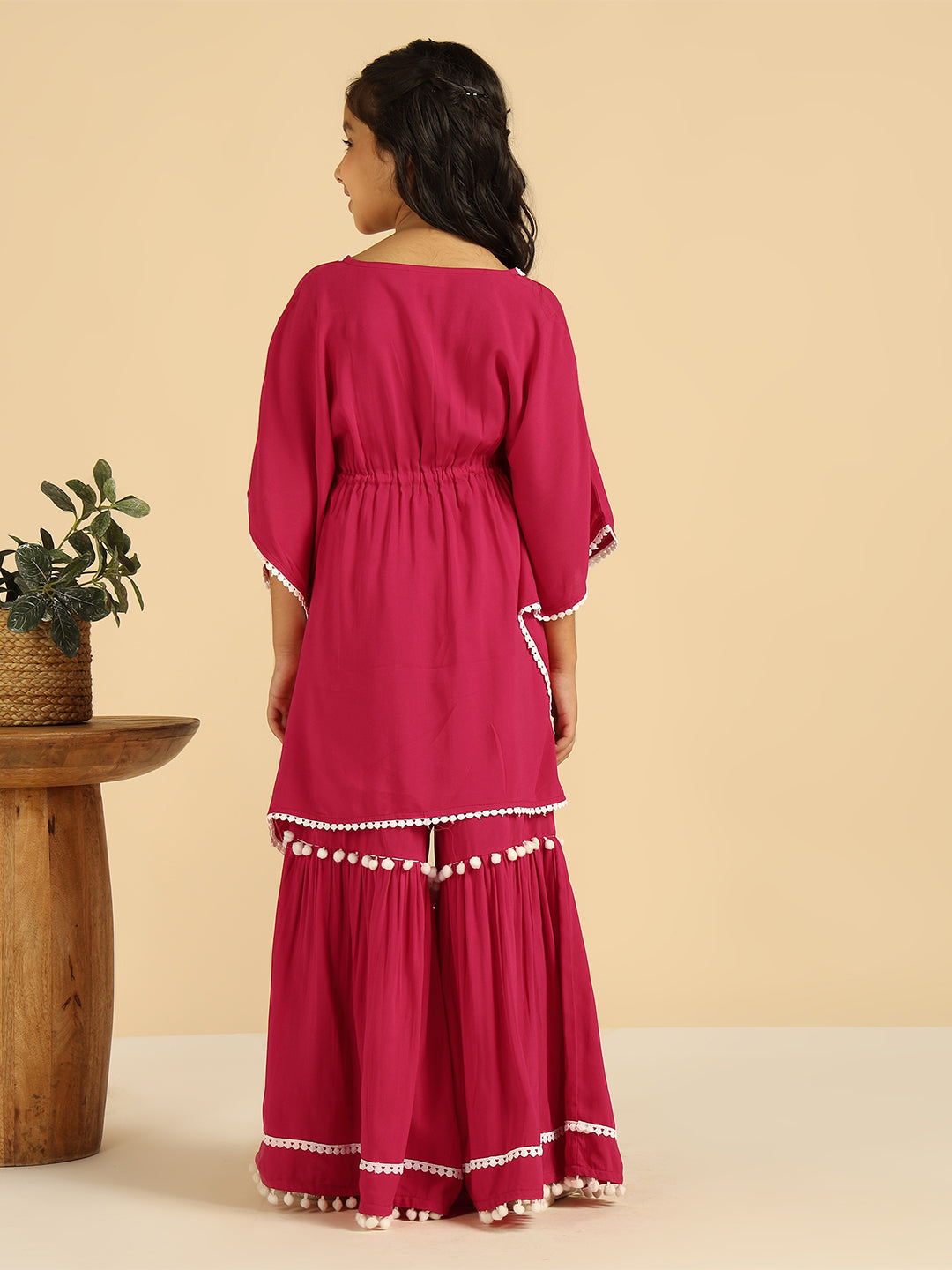 Solid Kaftan Kurti With Sharara