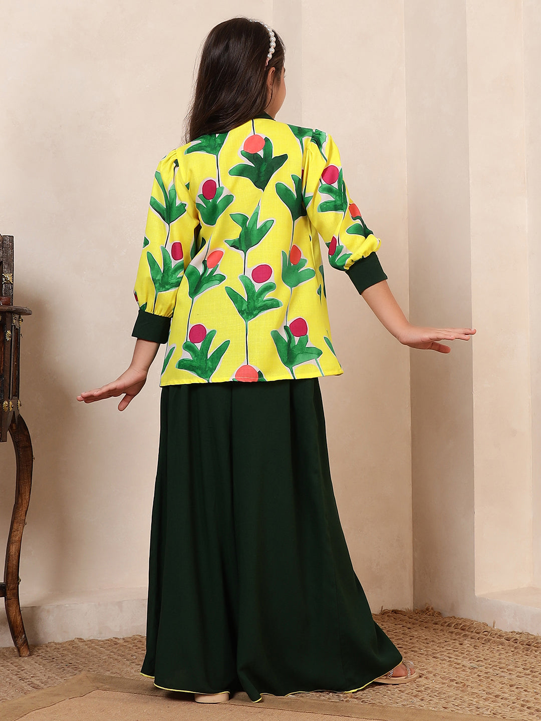 Floral Motif Short Kurta With Palazzo