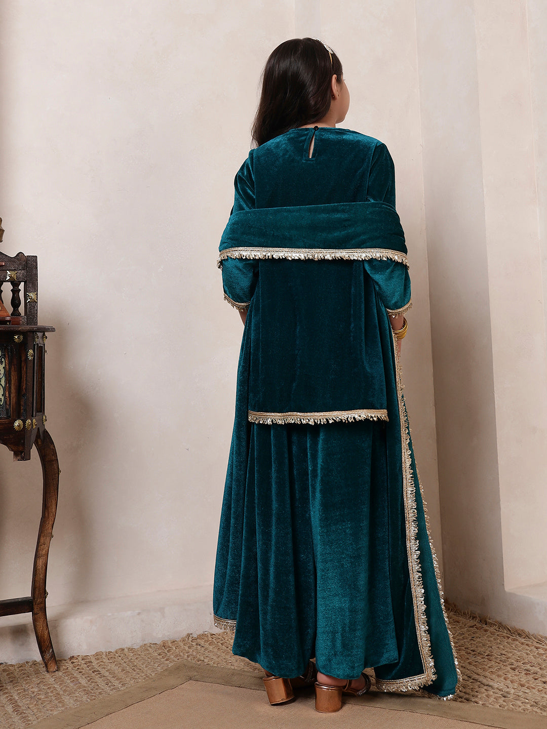 Velvet Rama Green 3 Piece Co-ord Set