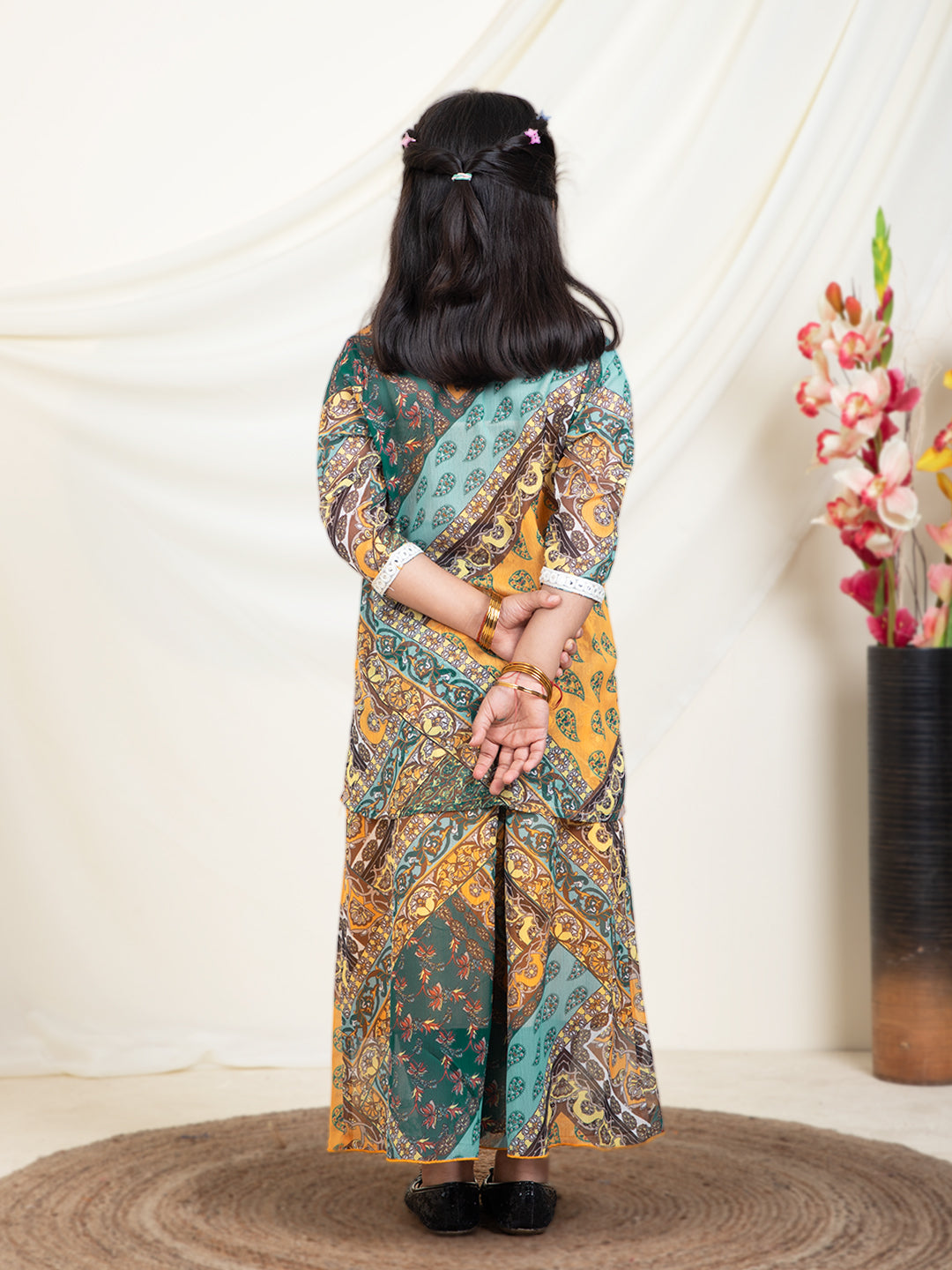 Patch Print Kurti & Palazzos With Inner Top