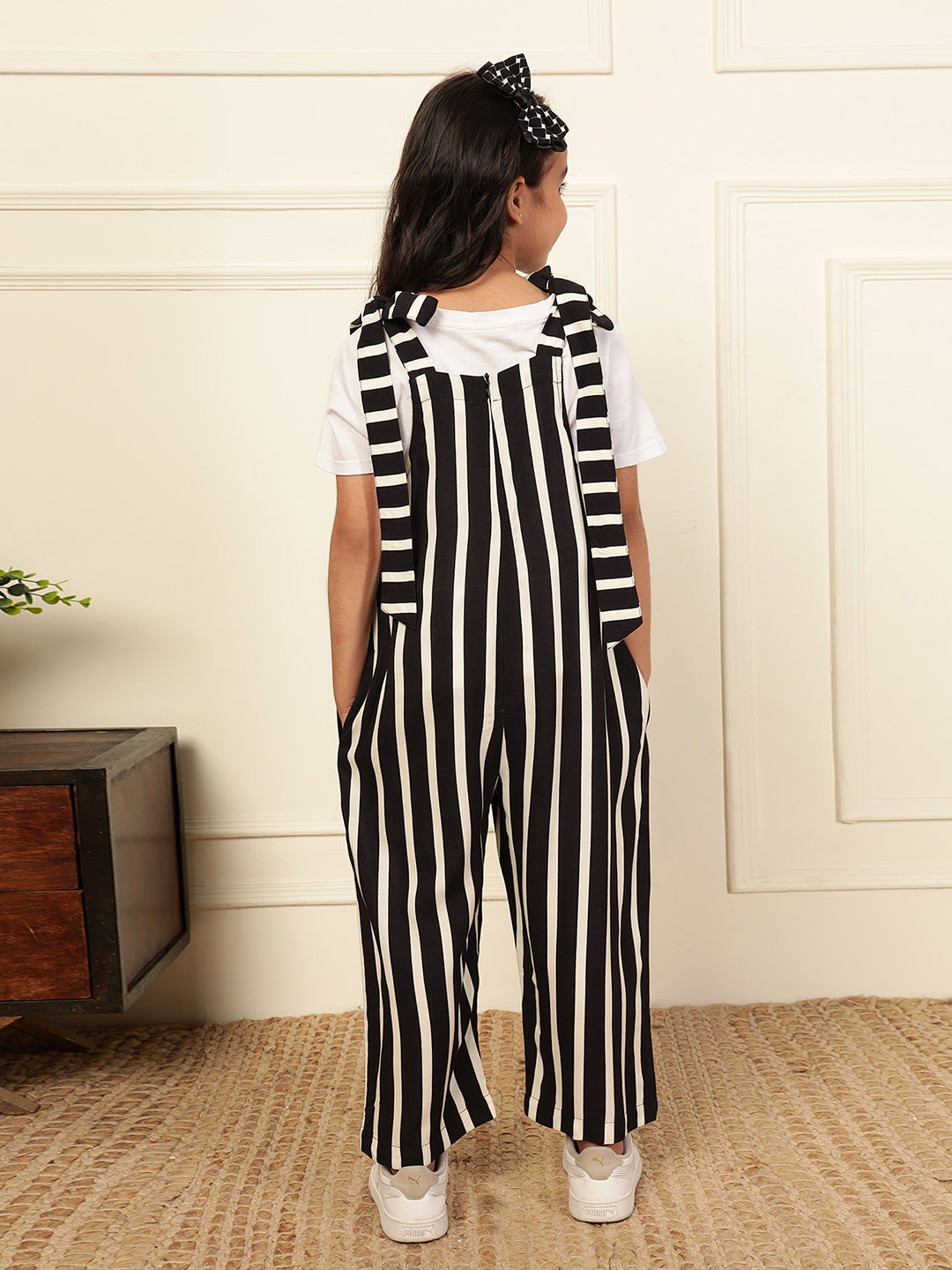 Knot Style Black Stripe Jumpsuit (T-shirt not included)