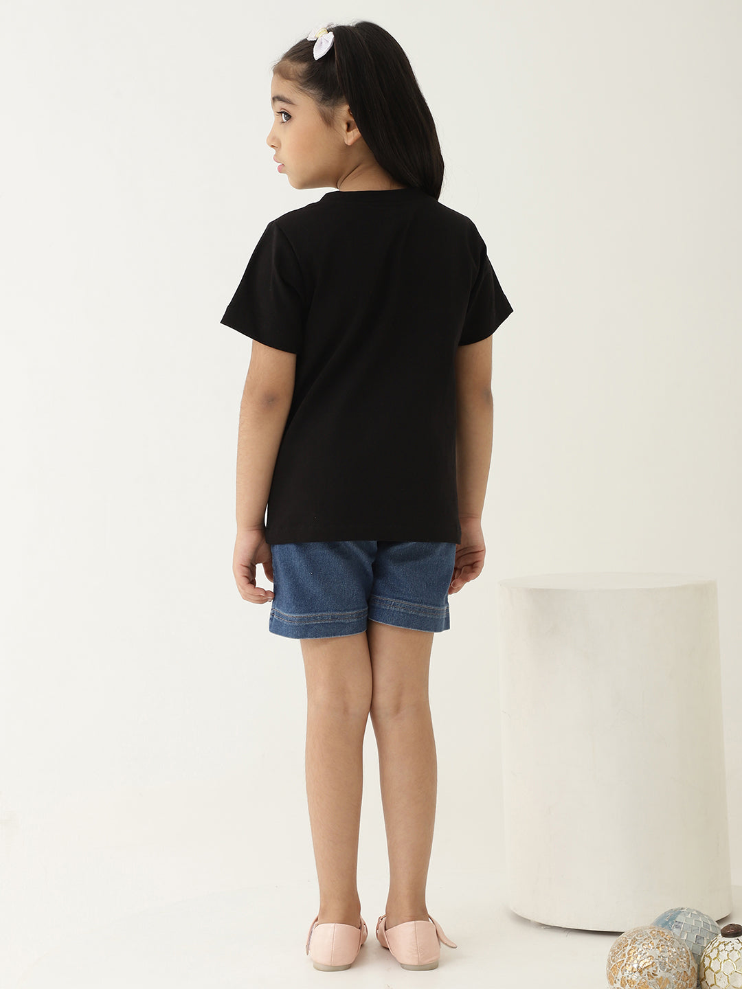 Pure Cotton Knit Patched Flower T-Shirt