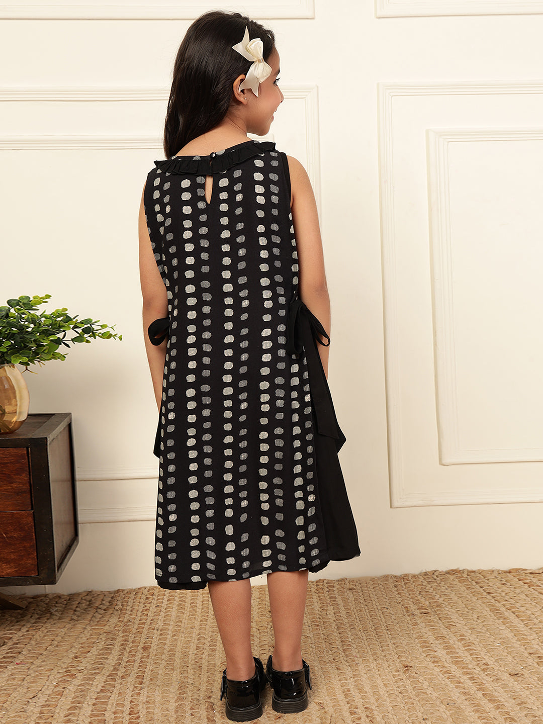 A-Line Polka Dots Knot Dress