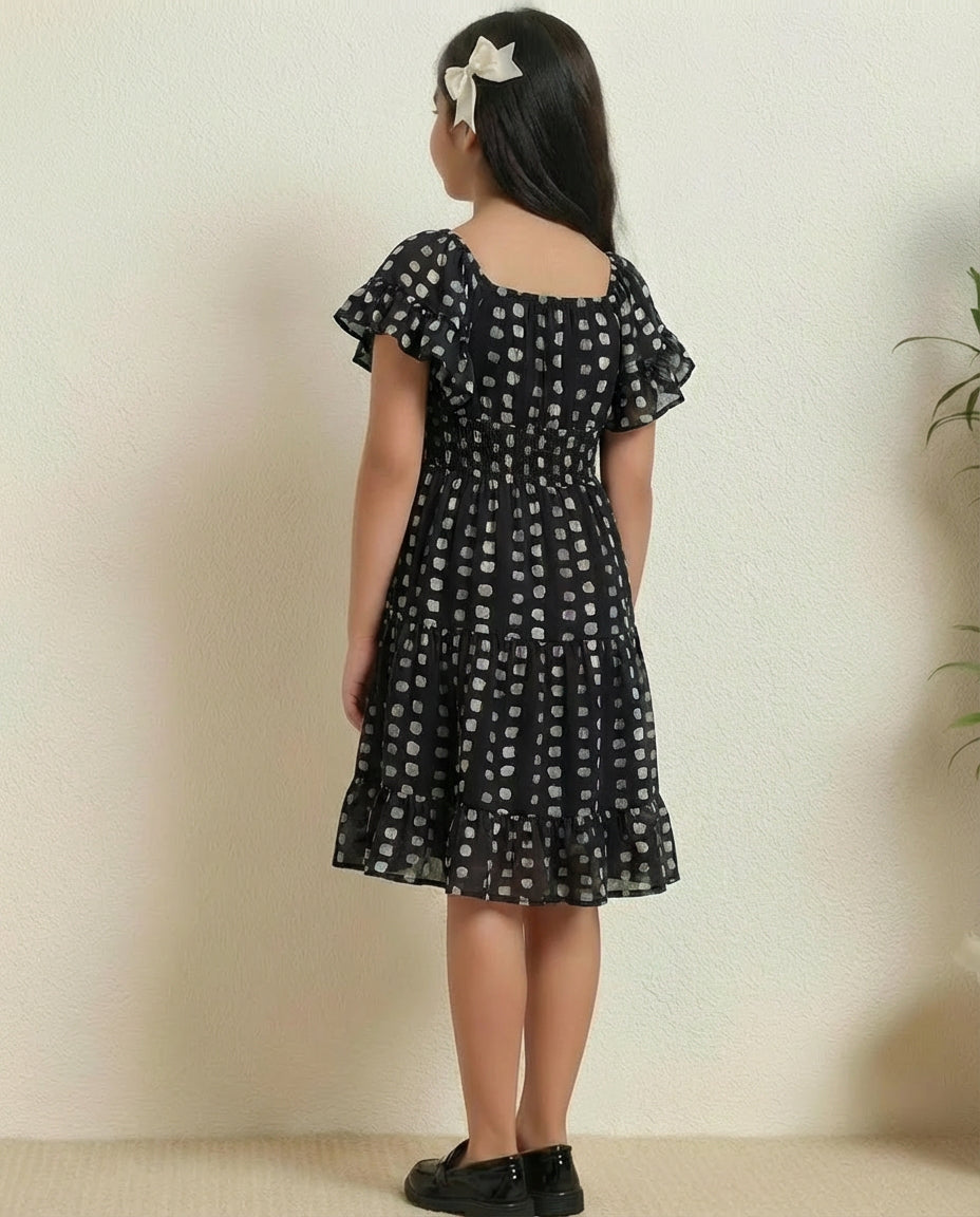 Black Tiered Dress For Kids
