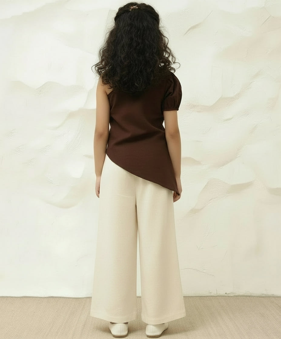 one shoulder top with palazzo pant girl Co-ord sets