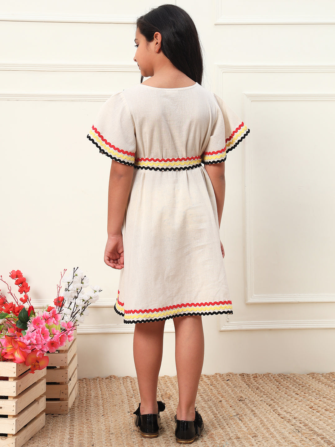 Lace Embellished Bell Sleeve Dress