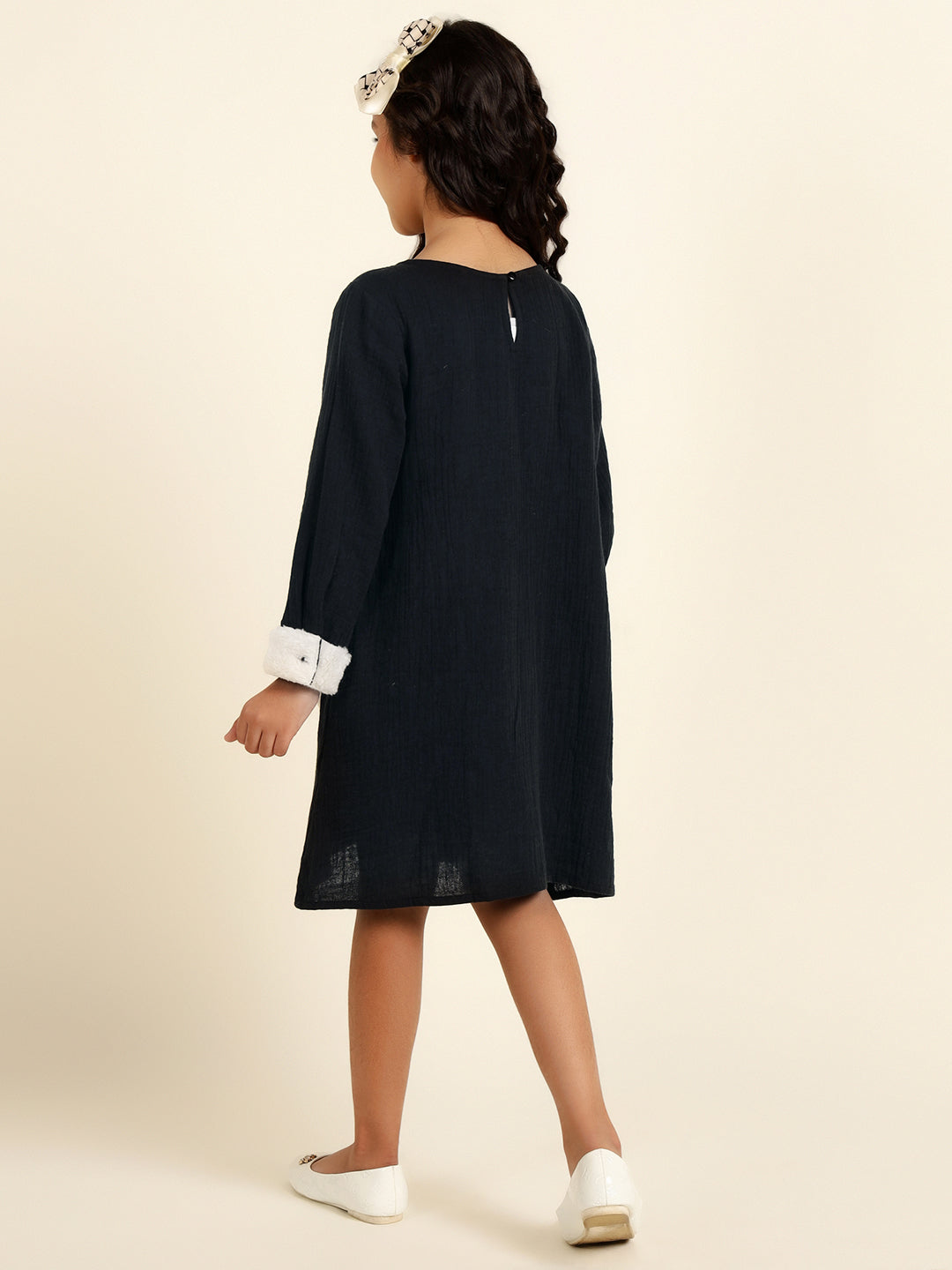 Pure Cotton Round Neck A-Line Girl Dress
