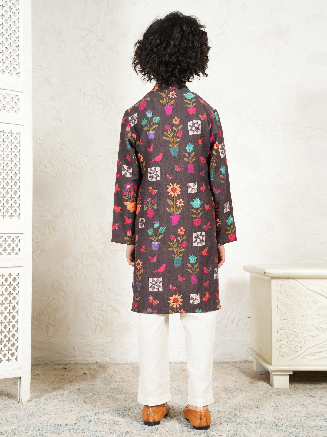 Floral Print Kurta For Boys