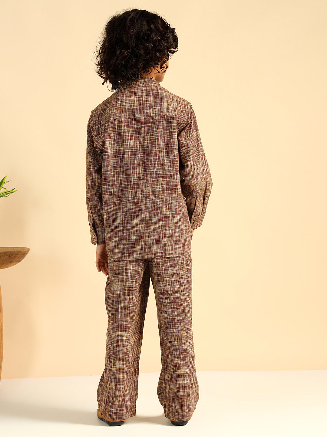 Brown Cotton Khadi Boy Co-Ord Sets