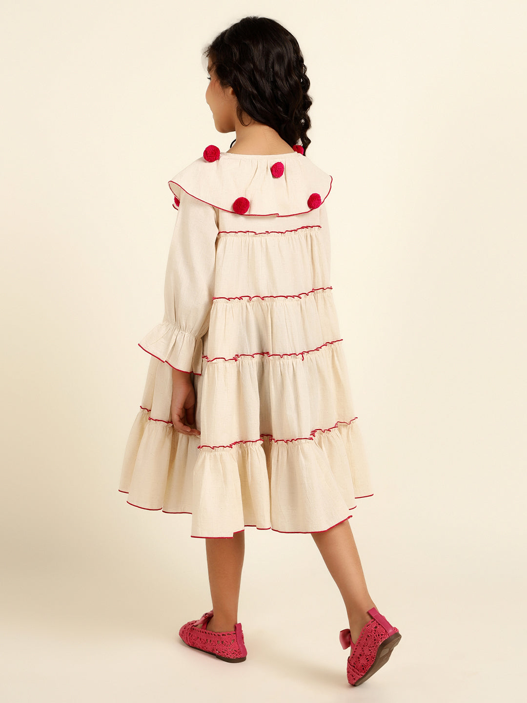 Pure Cotton Tiered Shirt Dress For Girl