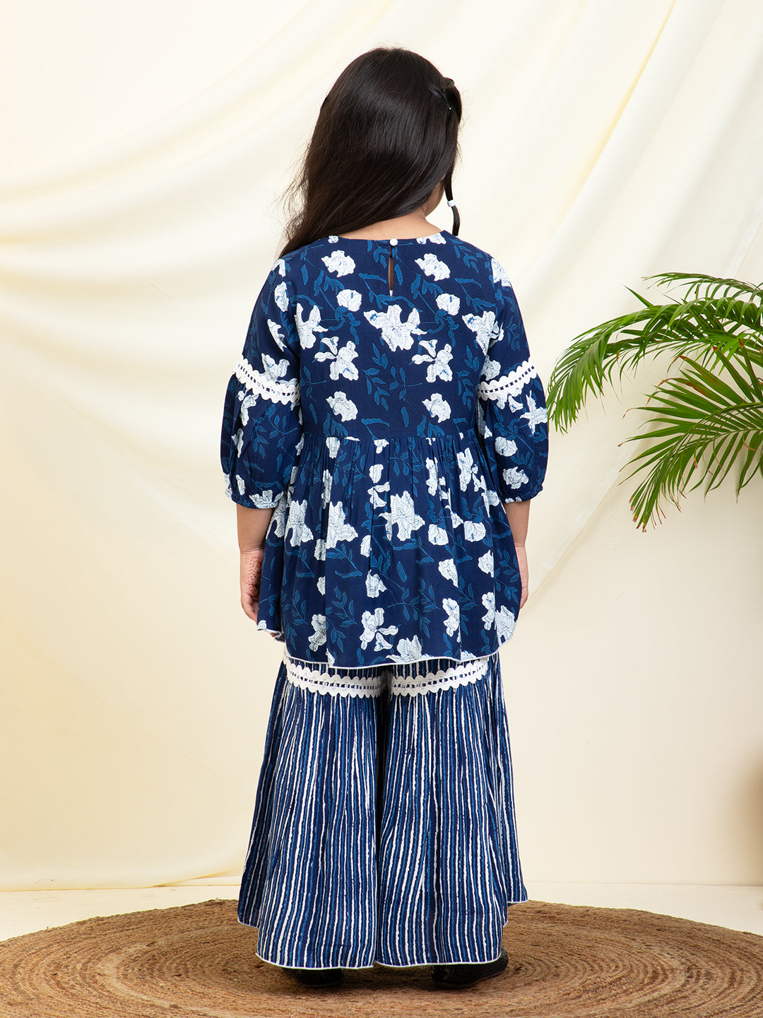 Floral Printed Rayon Peplum Top & Sharara Set