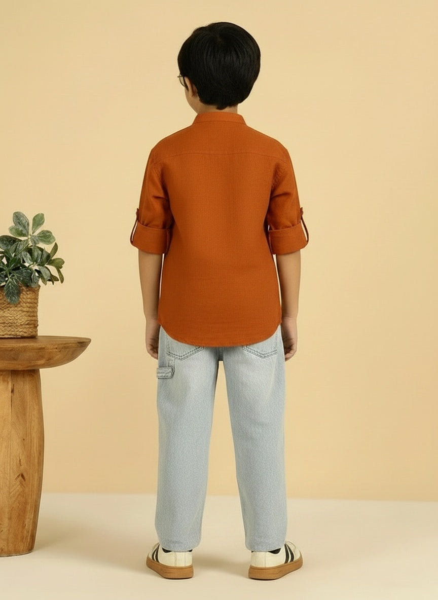TAN BROWN COLOUR SHORT KURTA FOR BOYS