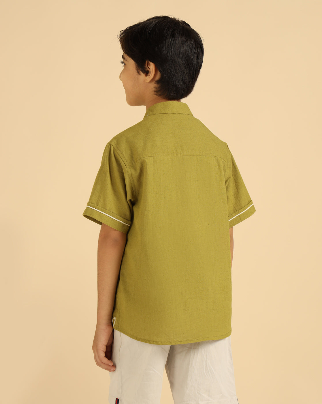 Lemon Yellow Embroidered Causal Boys Shirt