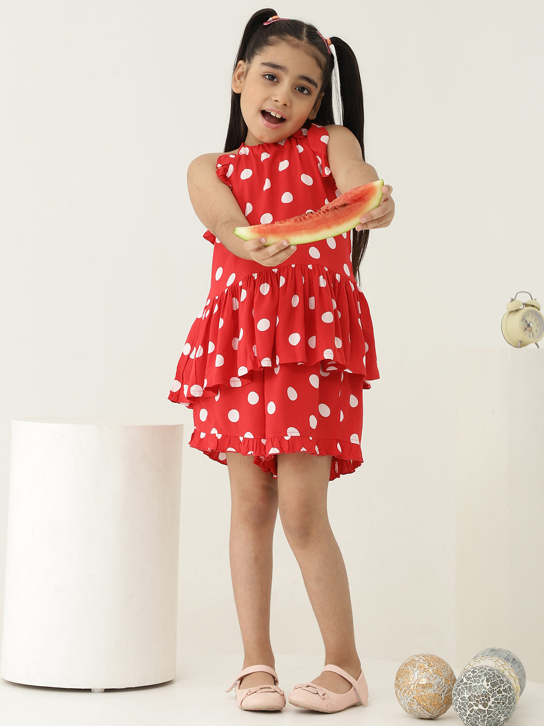 Pure Rayon Halter Neck Peplum Top With Shorts