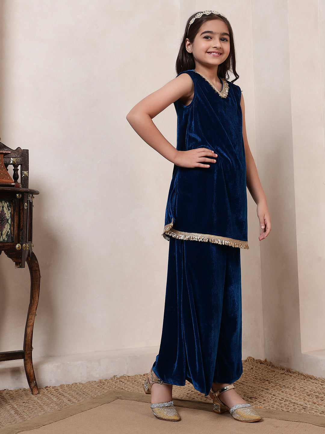 Velvet Teal Blue 3 Piece Co-ord Set