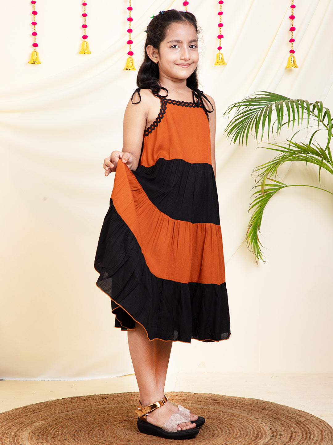 Color Block Tiered Girls Dress