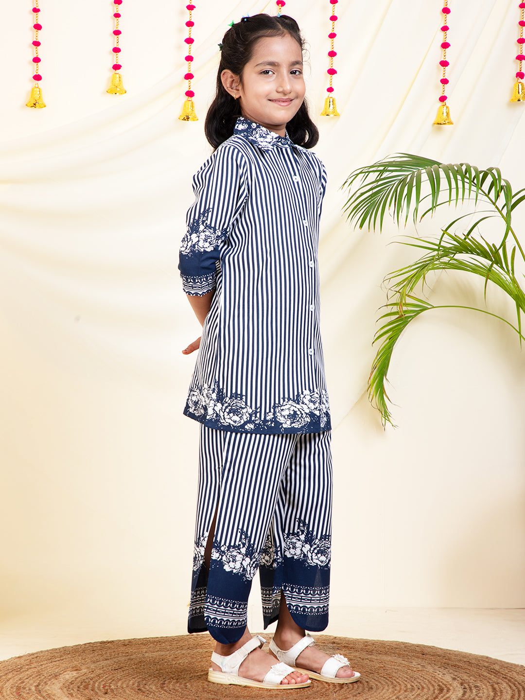 Striped Shirt With Slit Pants