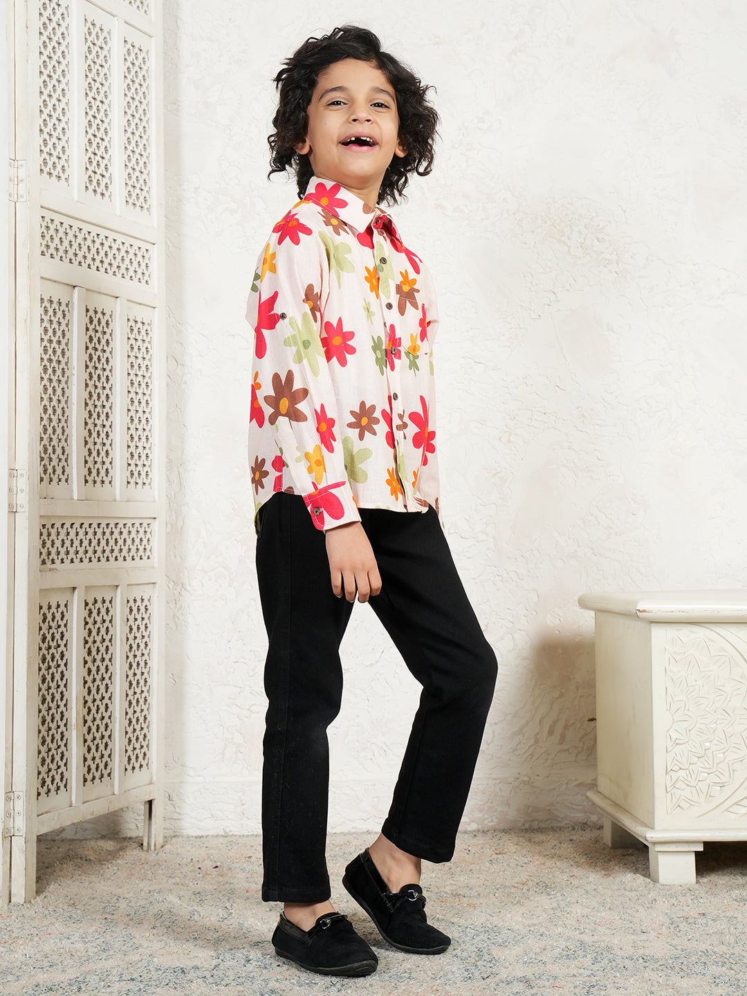 Multi Color Floral Boys Shirt