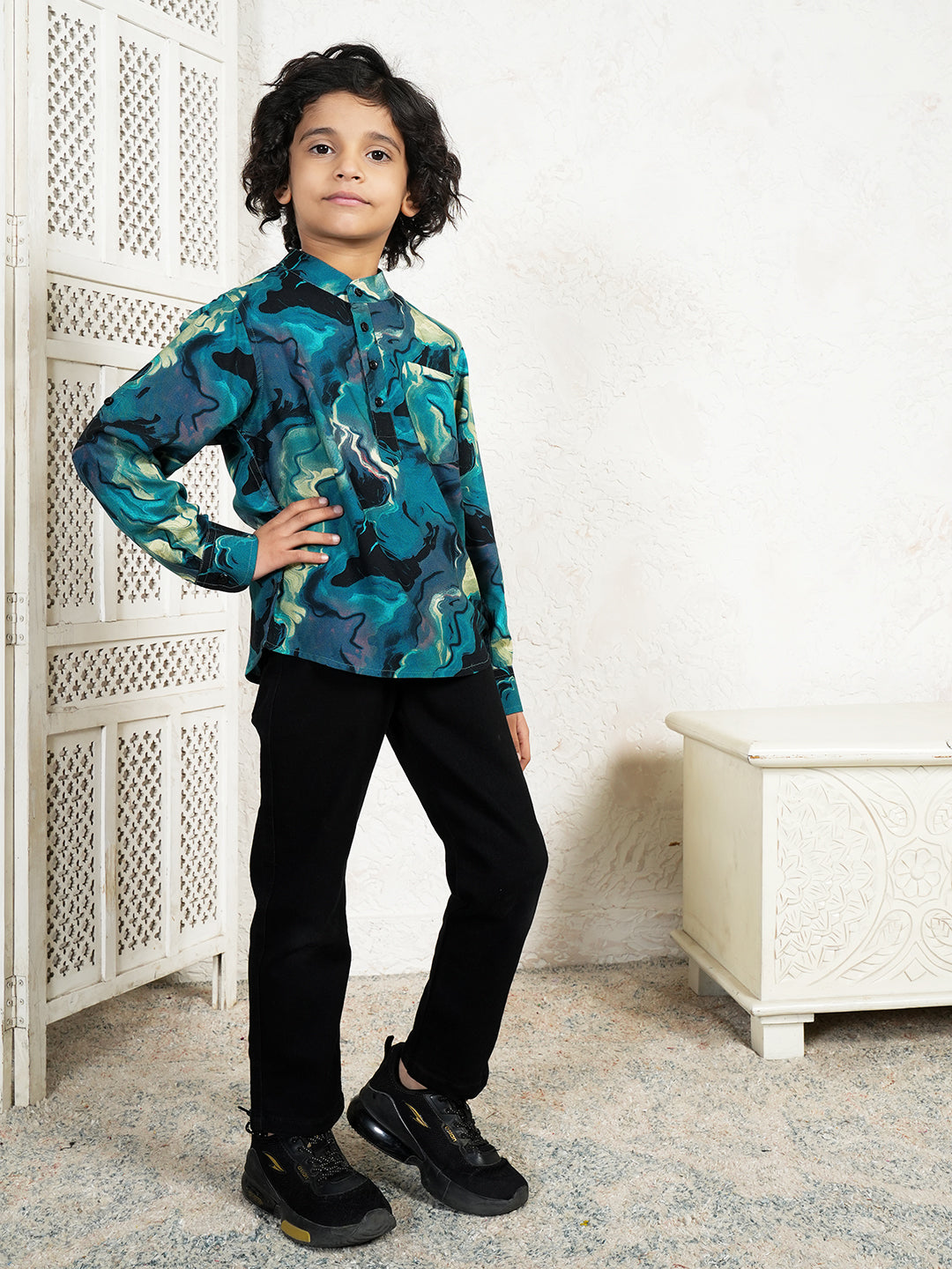 Abstract Print Kurta For Boys