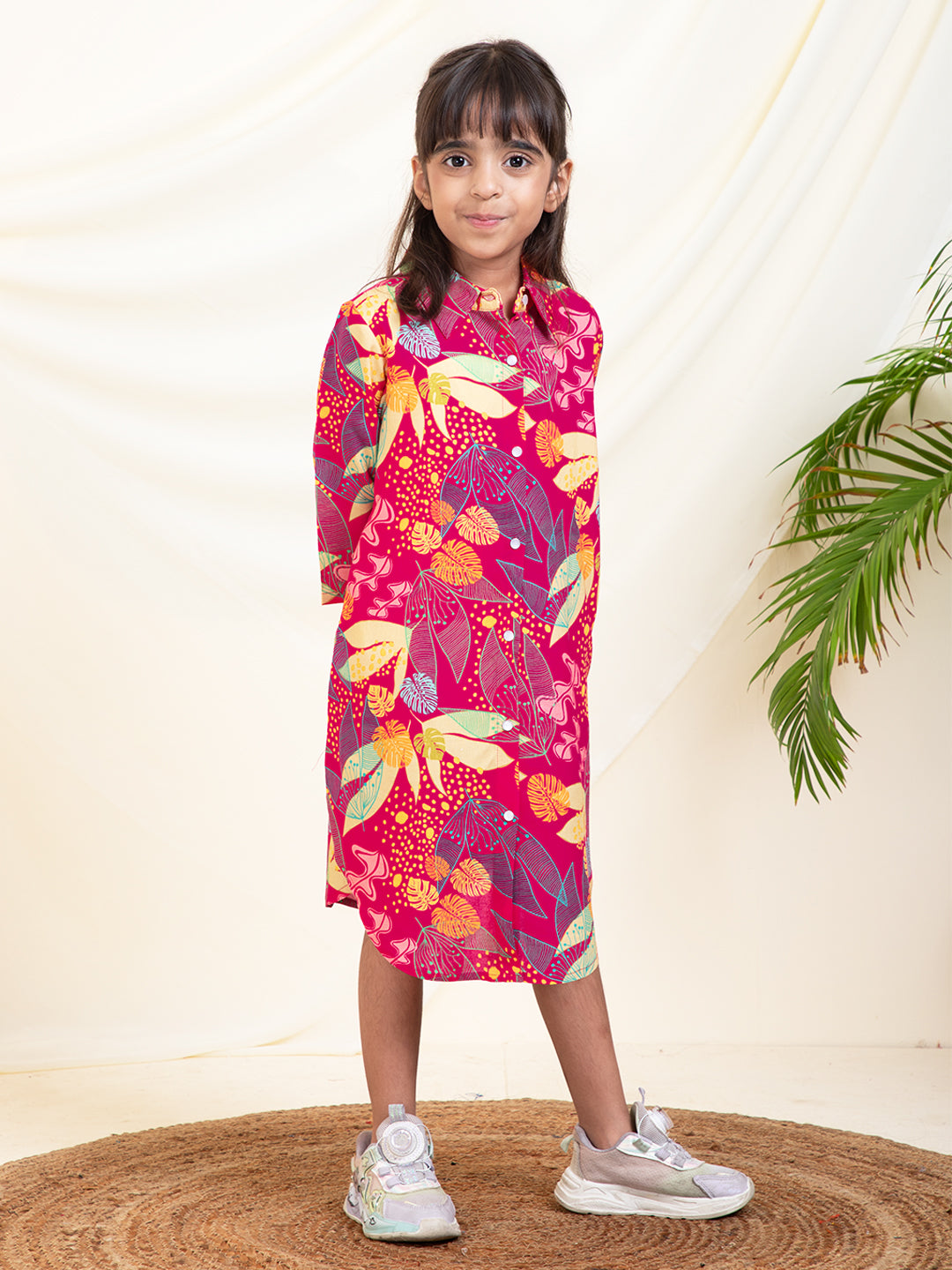 Tropical Print Shirt Dress