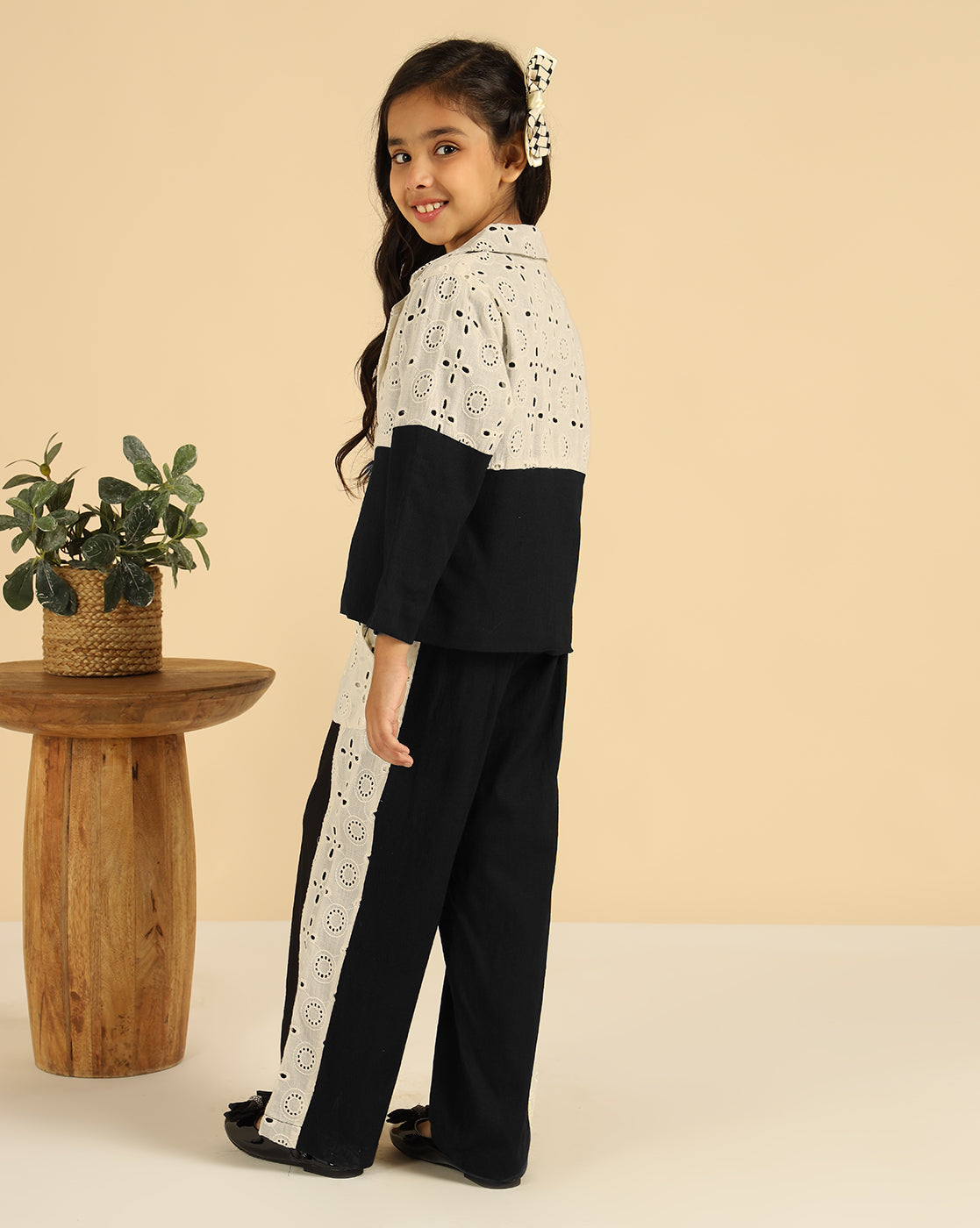 Notch Collar Blazer With Pant Girls Co-Ord Set