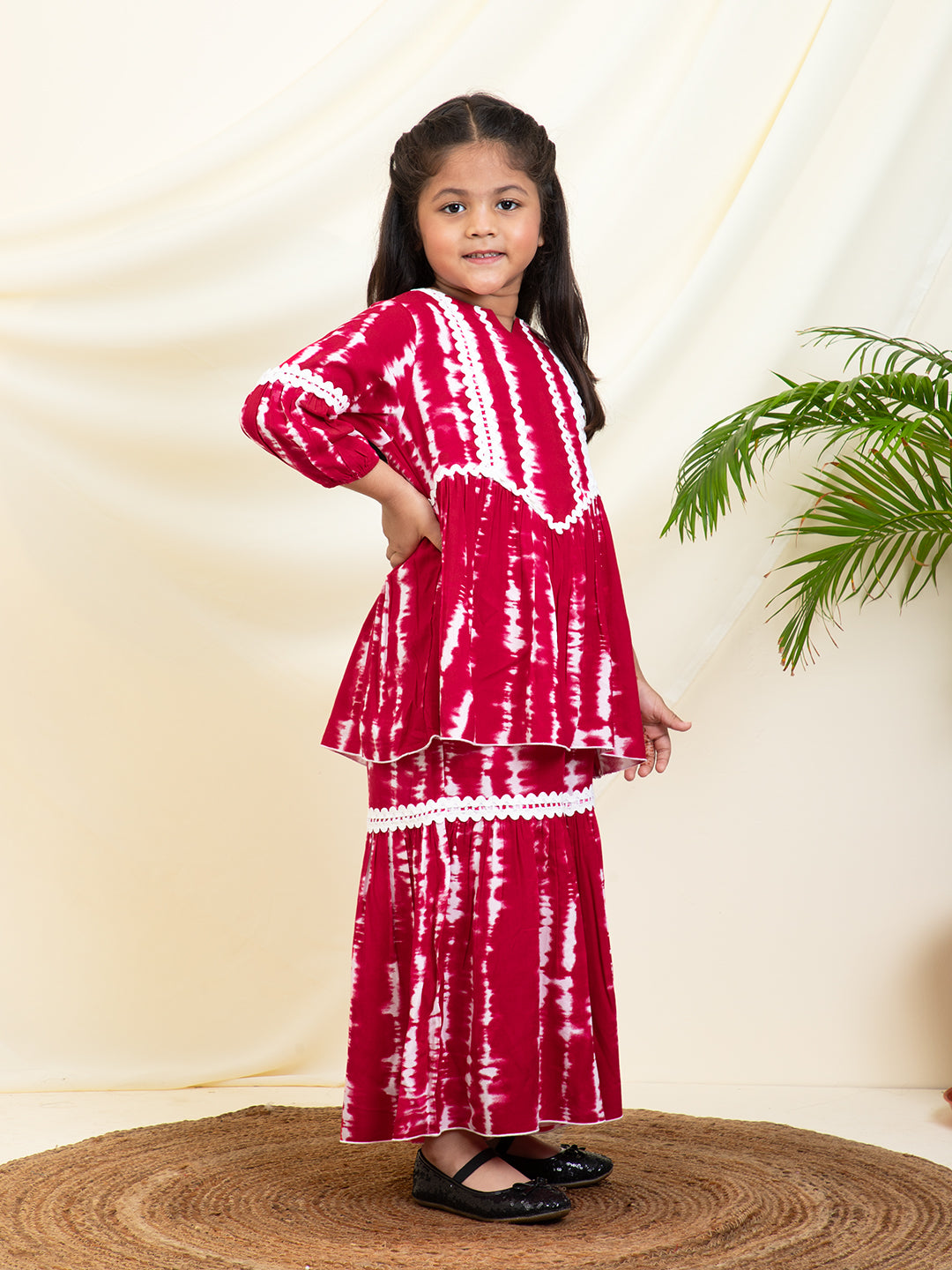 Tie Dye Rayon Peplum Top & Sharara Set