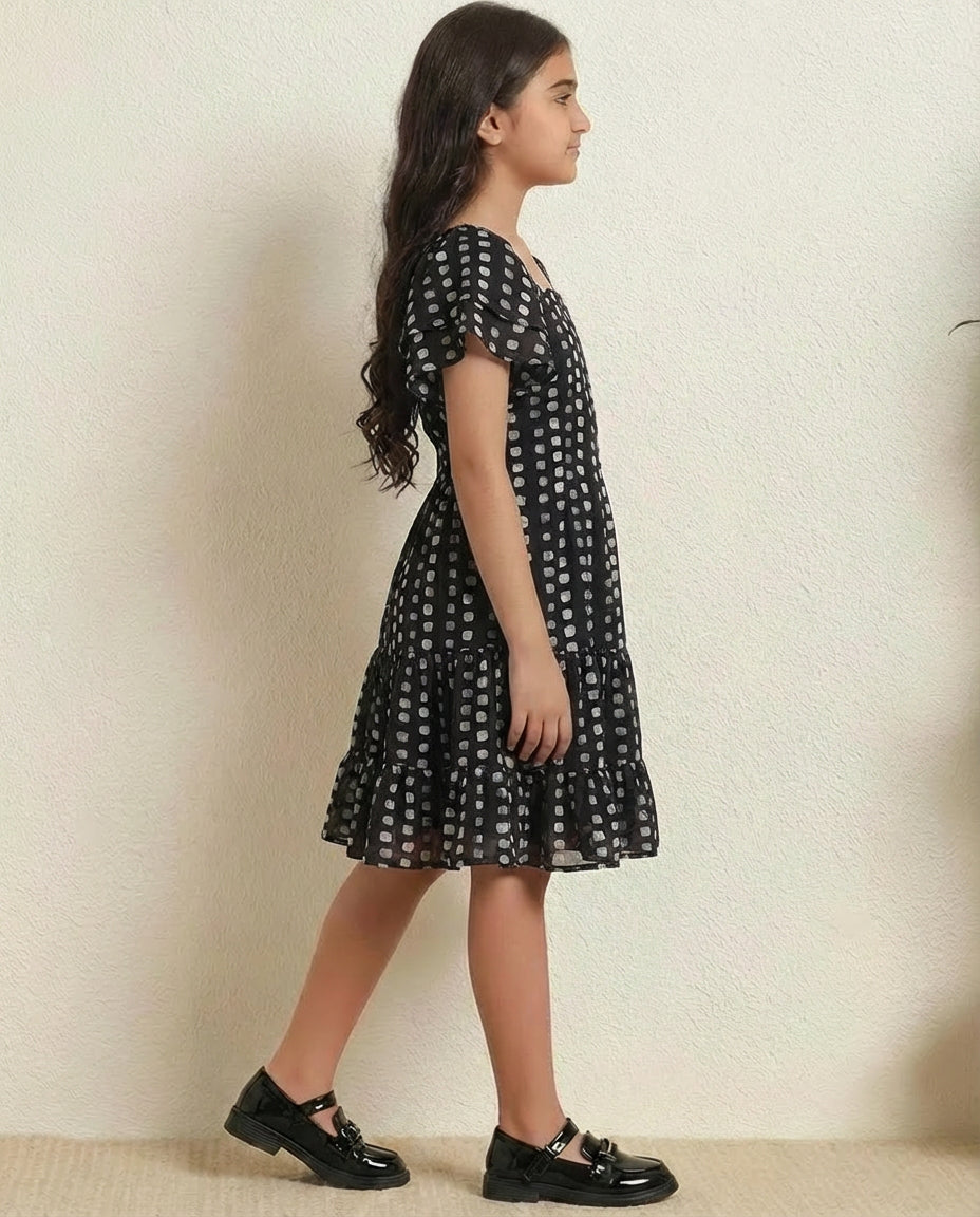 Black Tiered Dress For Kids