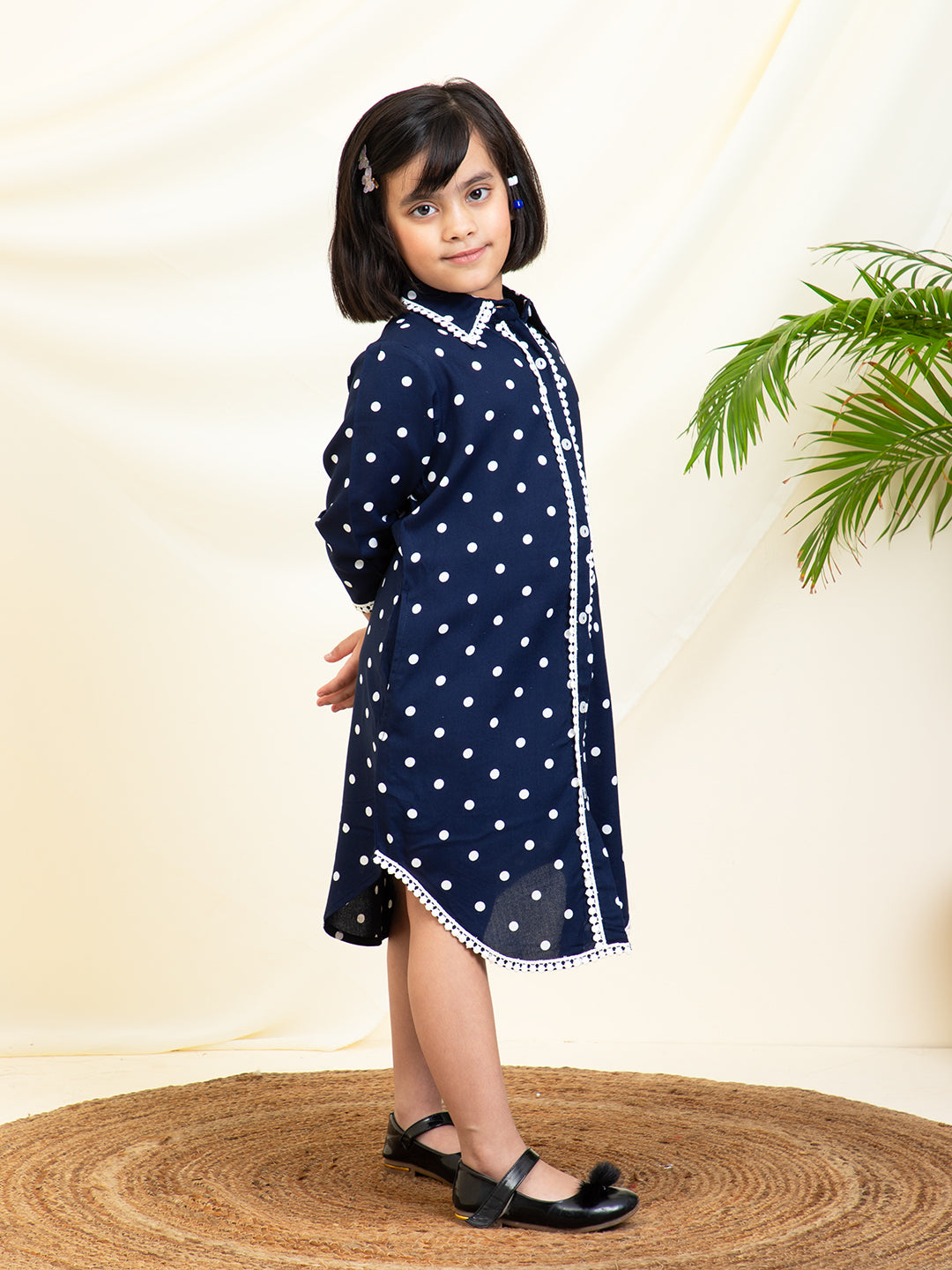 Polka Dots Printed Shirt Dress