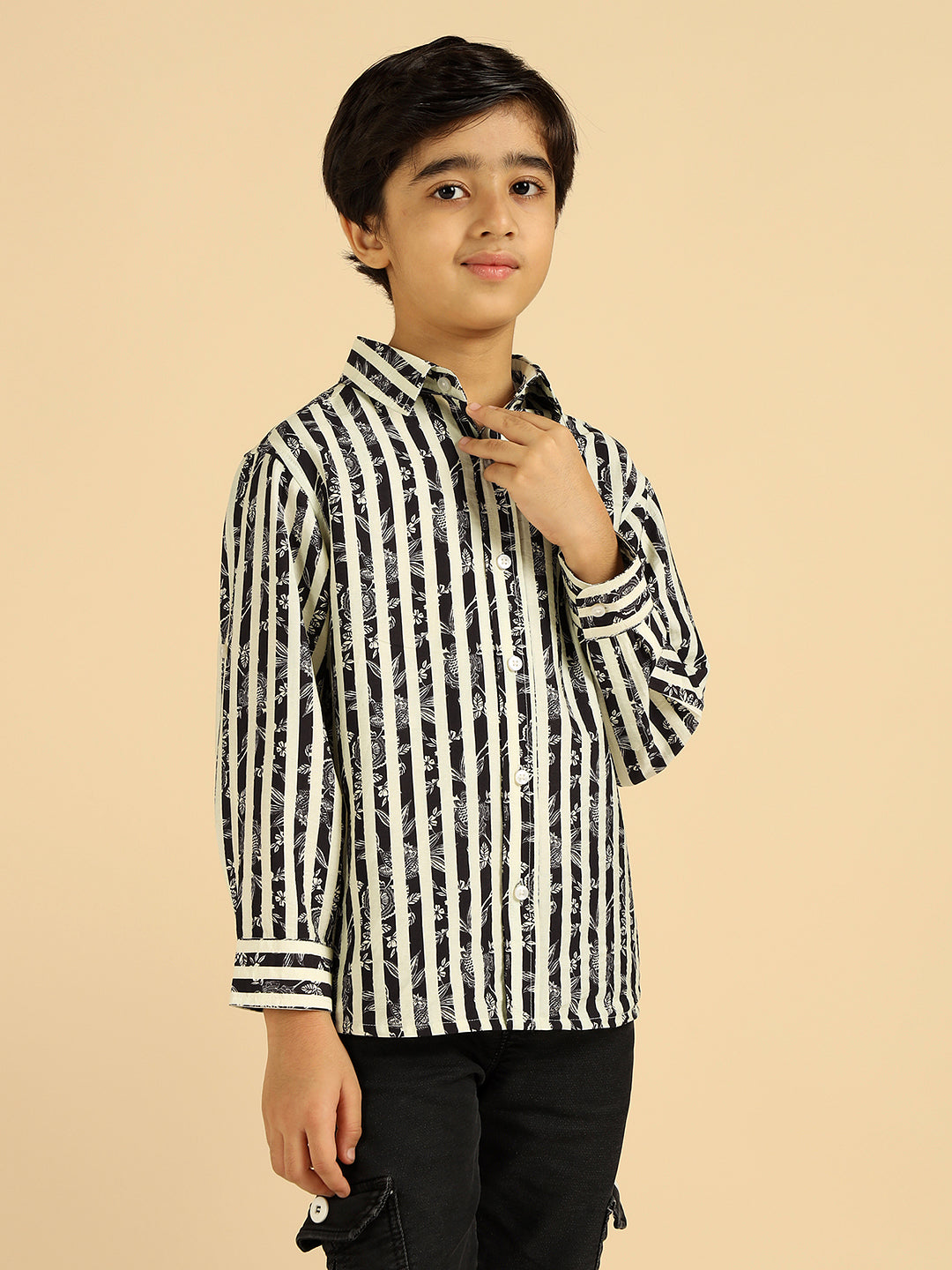 Black Striped Boys Shirt