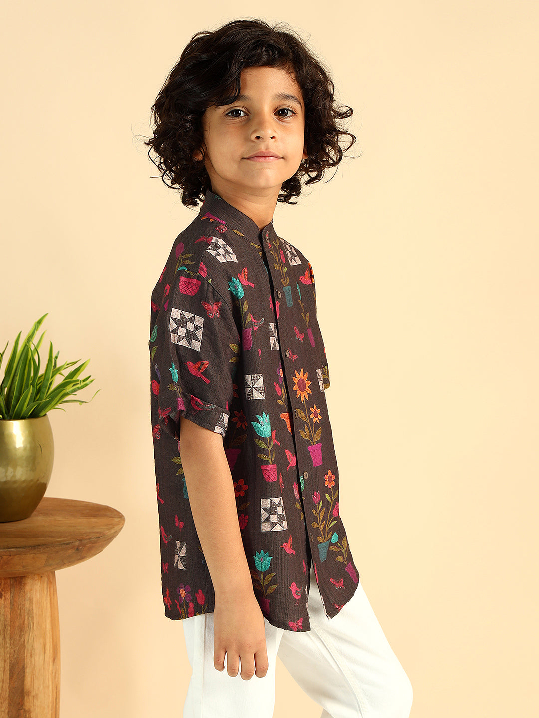 Multi Color Floral Printed Half Sleeves Boys Casual Shirt